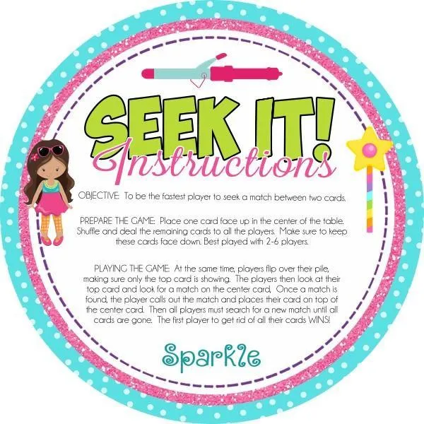 SEEK IT! {Just for Girls} PRINTABLE Matching Game