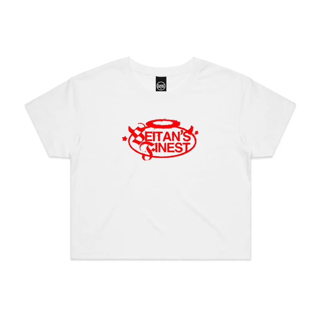 Seitan's Finest - White Crop Top