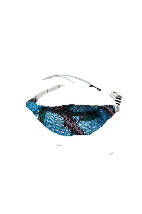 Seye Waistbag -  Cyan Green and Blue African Ankara Wax Cotton Print -5