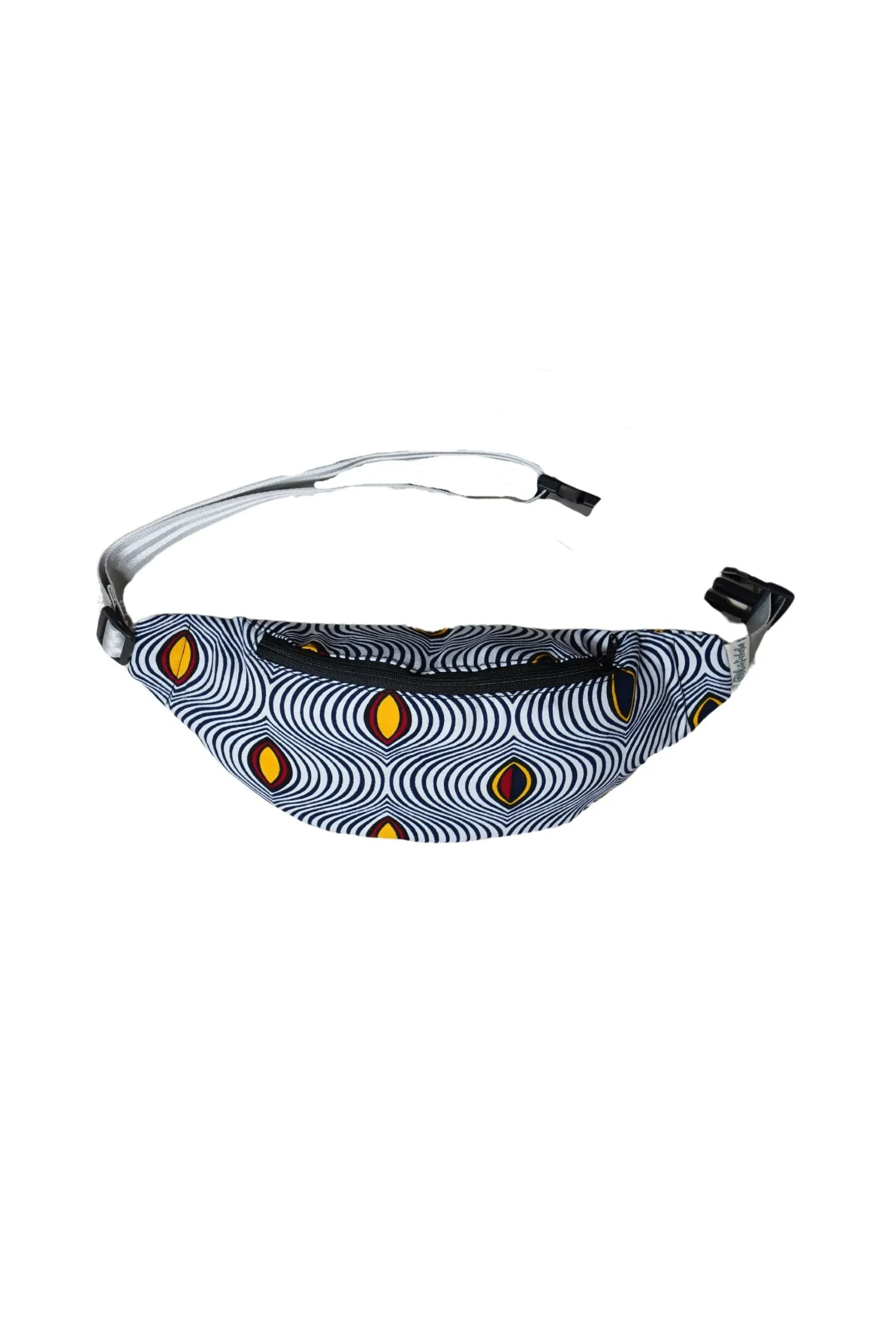 Seye Waistbag -  White Yellow and Black African Ankara Wax Cotton Print - 9