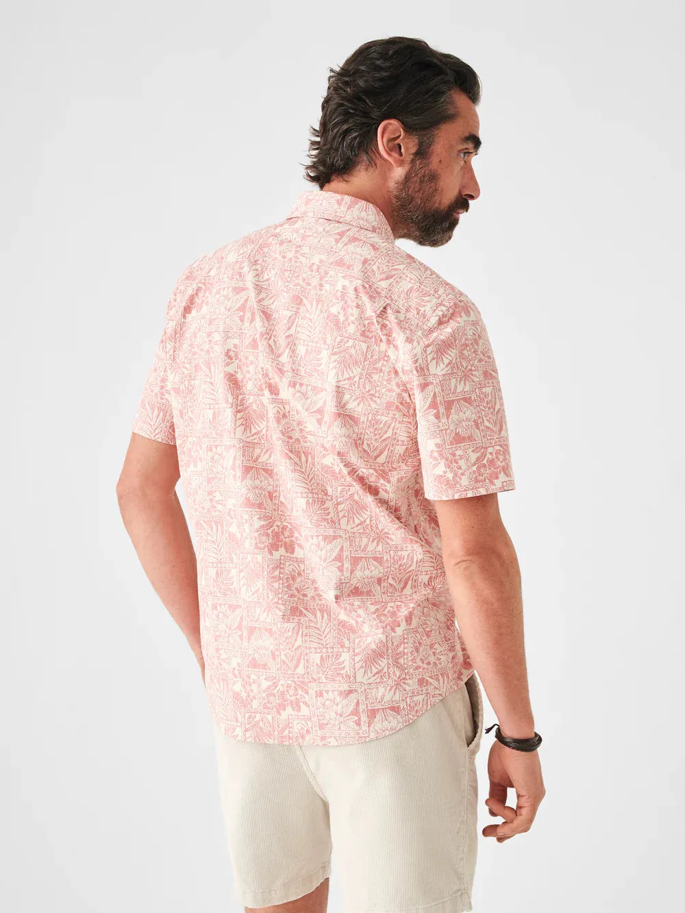 Short Sleeve Playa Shirt - Coral Tile Print