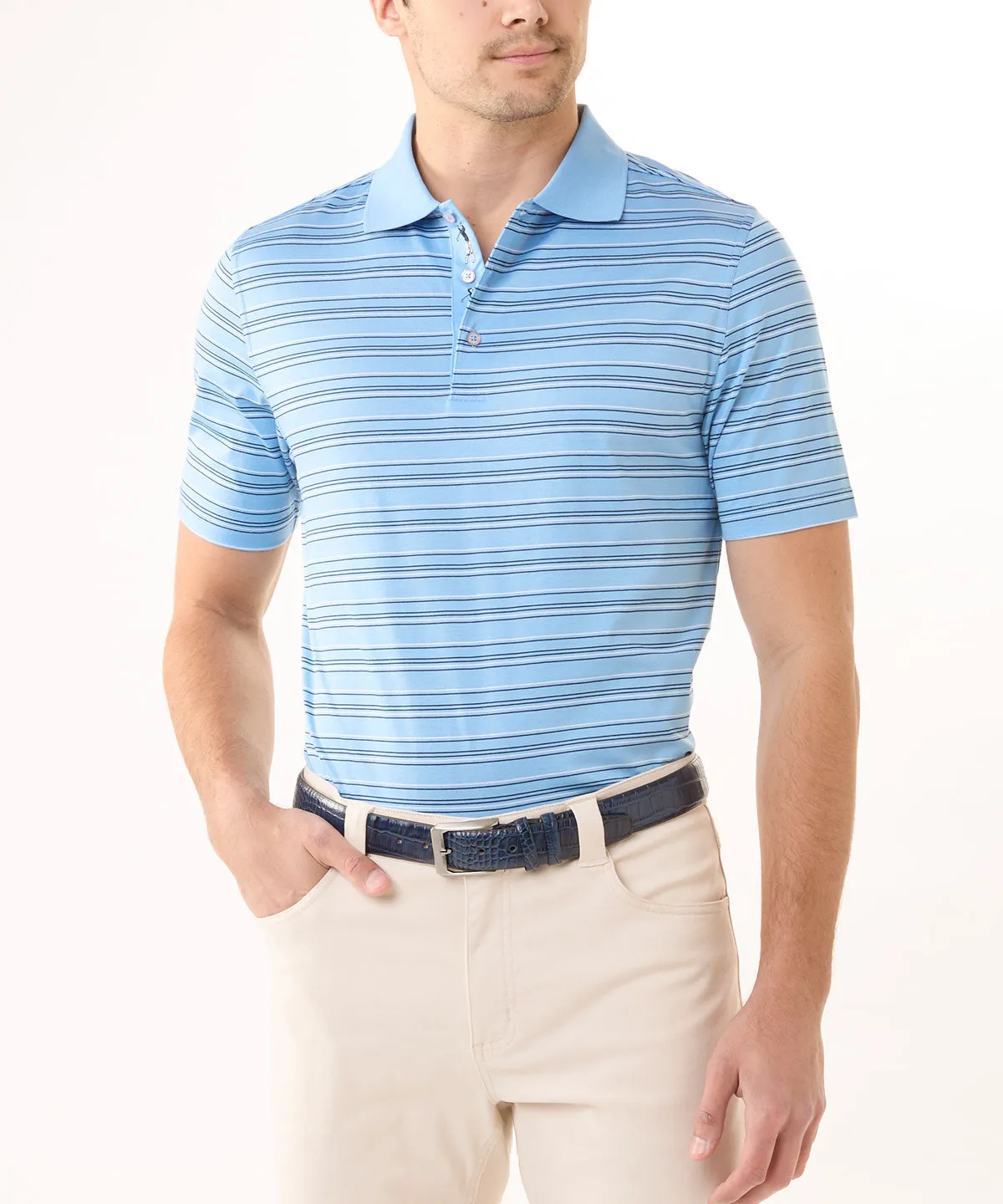 Signature 100% Mercerized Cotton Kirkwood Multi-Pinstripe Polo Shirt