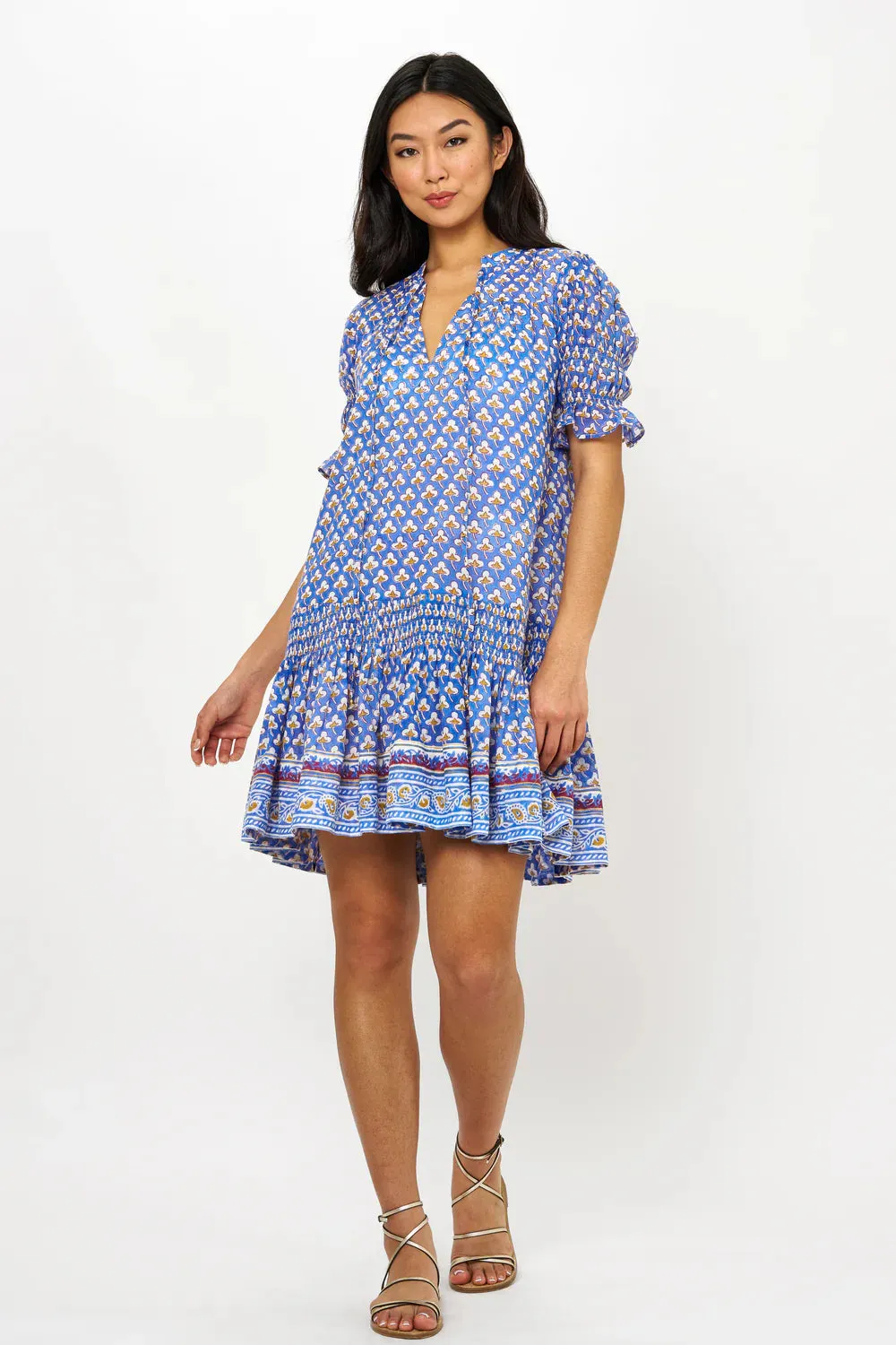 Smocked Drop Mini Dress - Clover Blue