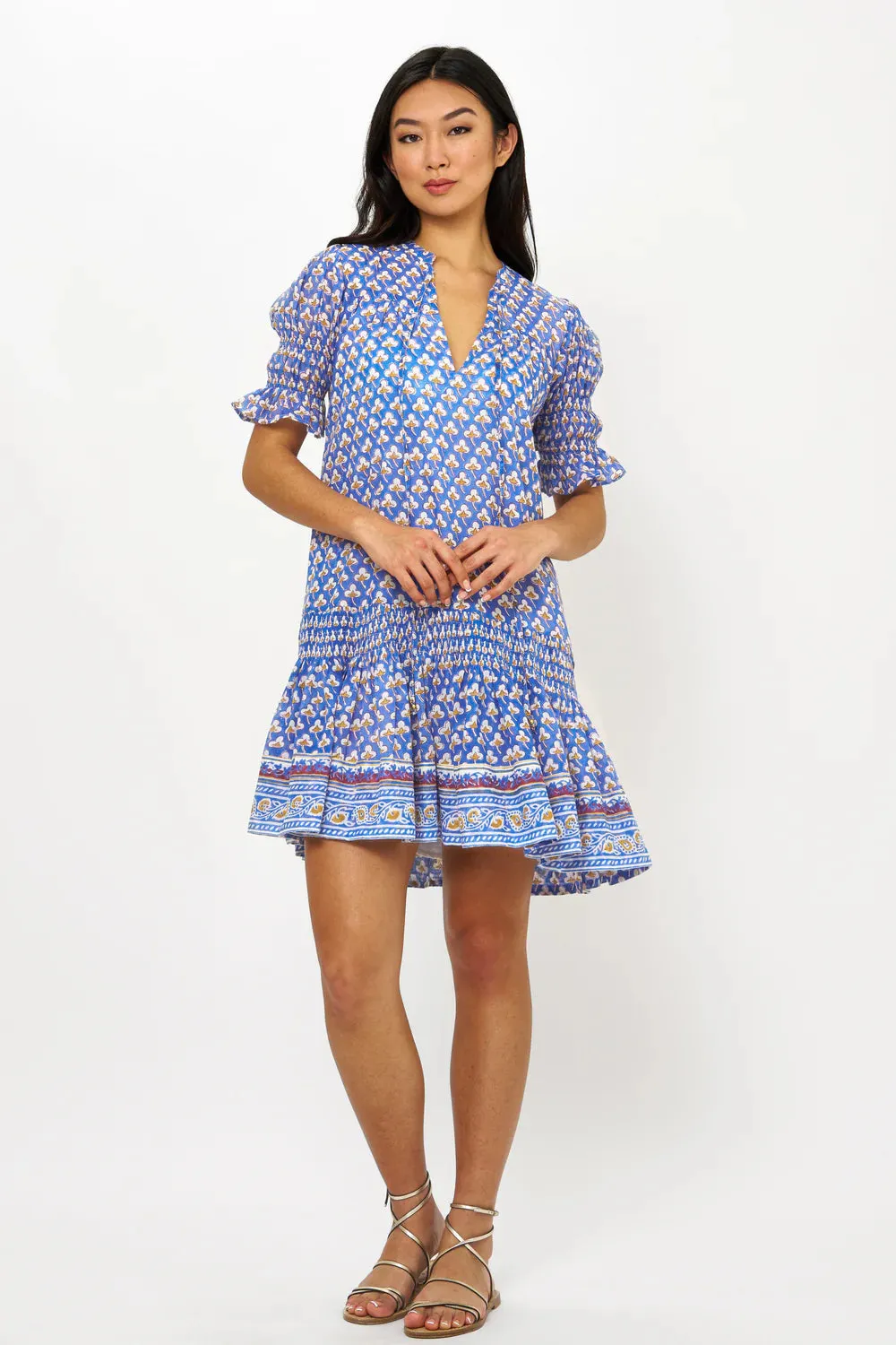 Smocked Drop Mini Dress - Clover Blue