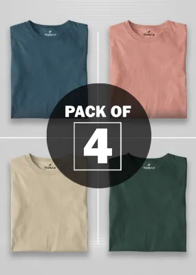 Solid Half Sleeve T-Shirt Men Combo - Pack of 4