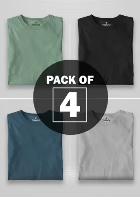 Solid Half Sleeve T-Shirt Men Combo - Pack of 4