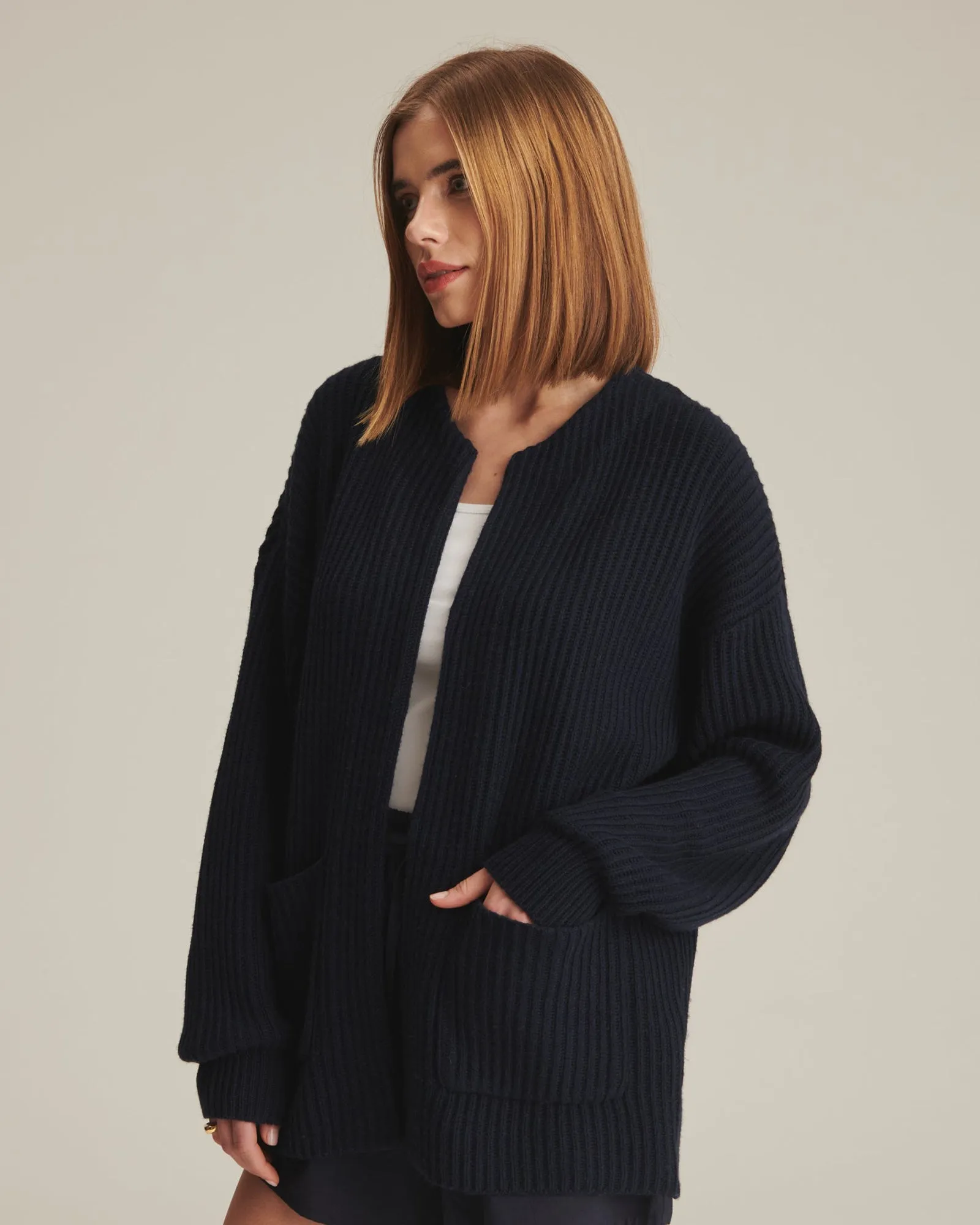 Textured Open Front Cardigan