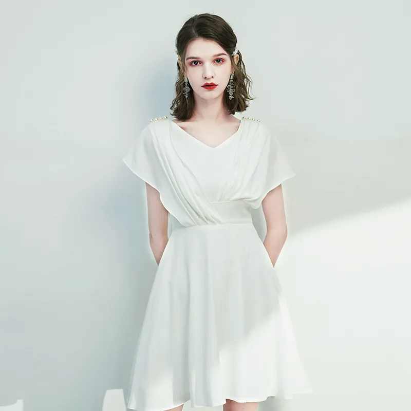 The Cordela White Short/Mid Length Dress