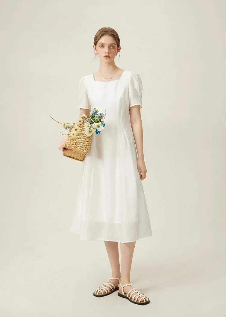 The Erinda Wedding Bridal White Short Sleeve Dress