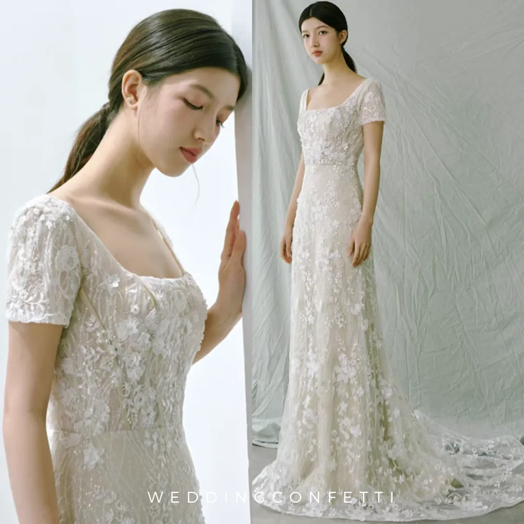 The Francesca Wedding Bridal Short Sleeves Gown