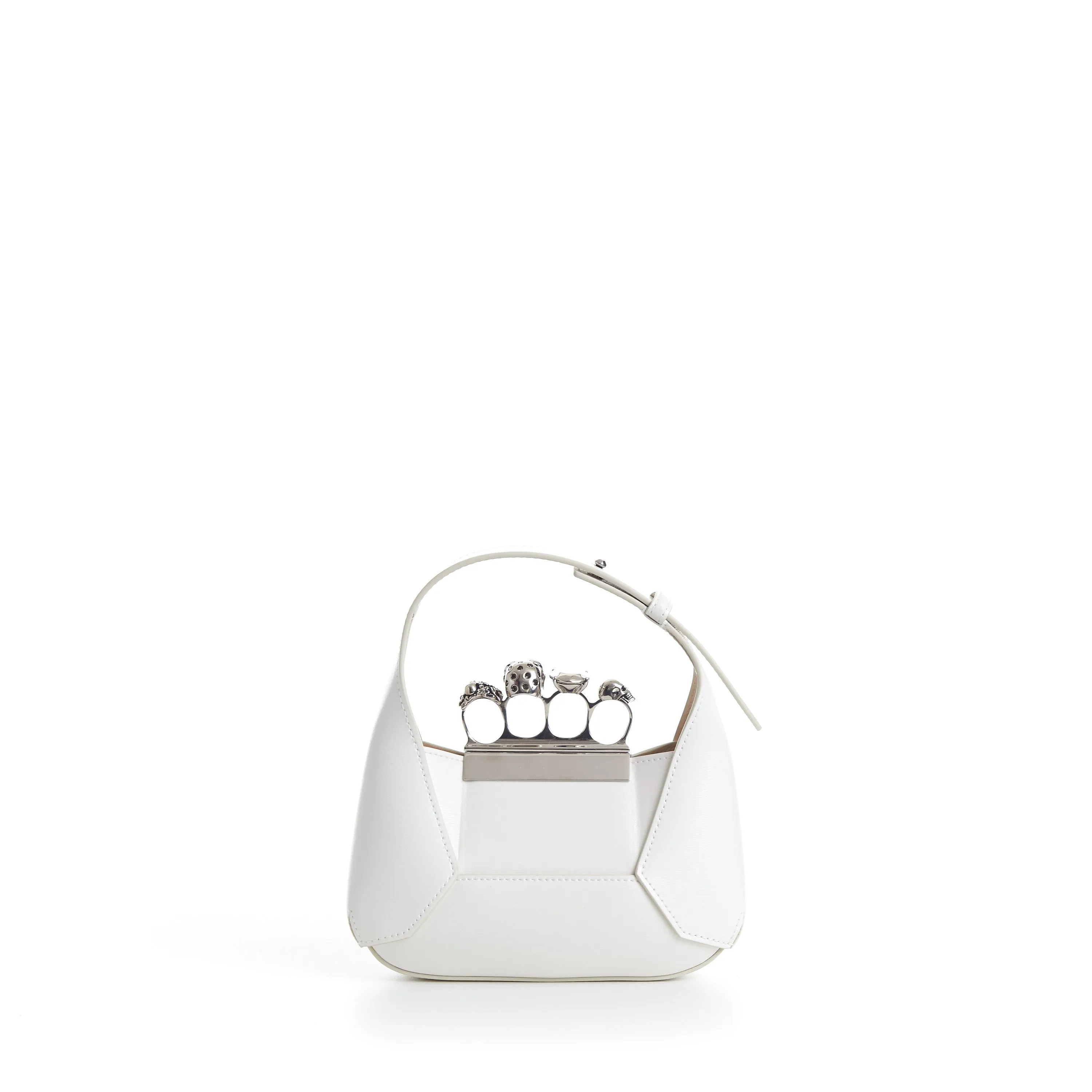 The Jewelled Hobo Mini Bag - Ivory, Knuckle Handle, Chain Strap