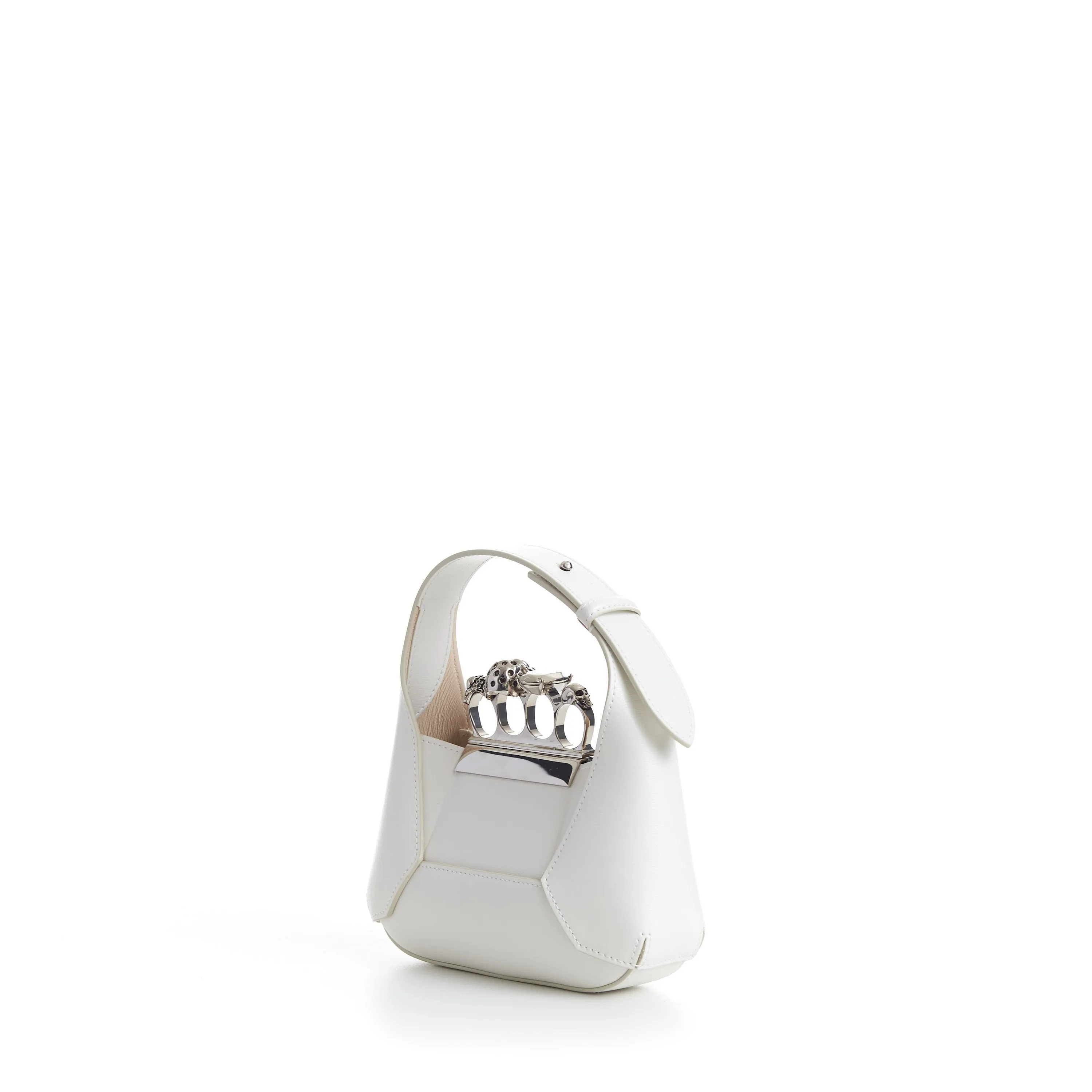 The Jewelled Hobo Mini Bag - Ivory, Knuckle Handle, Chain Strap