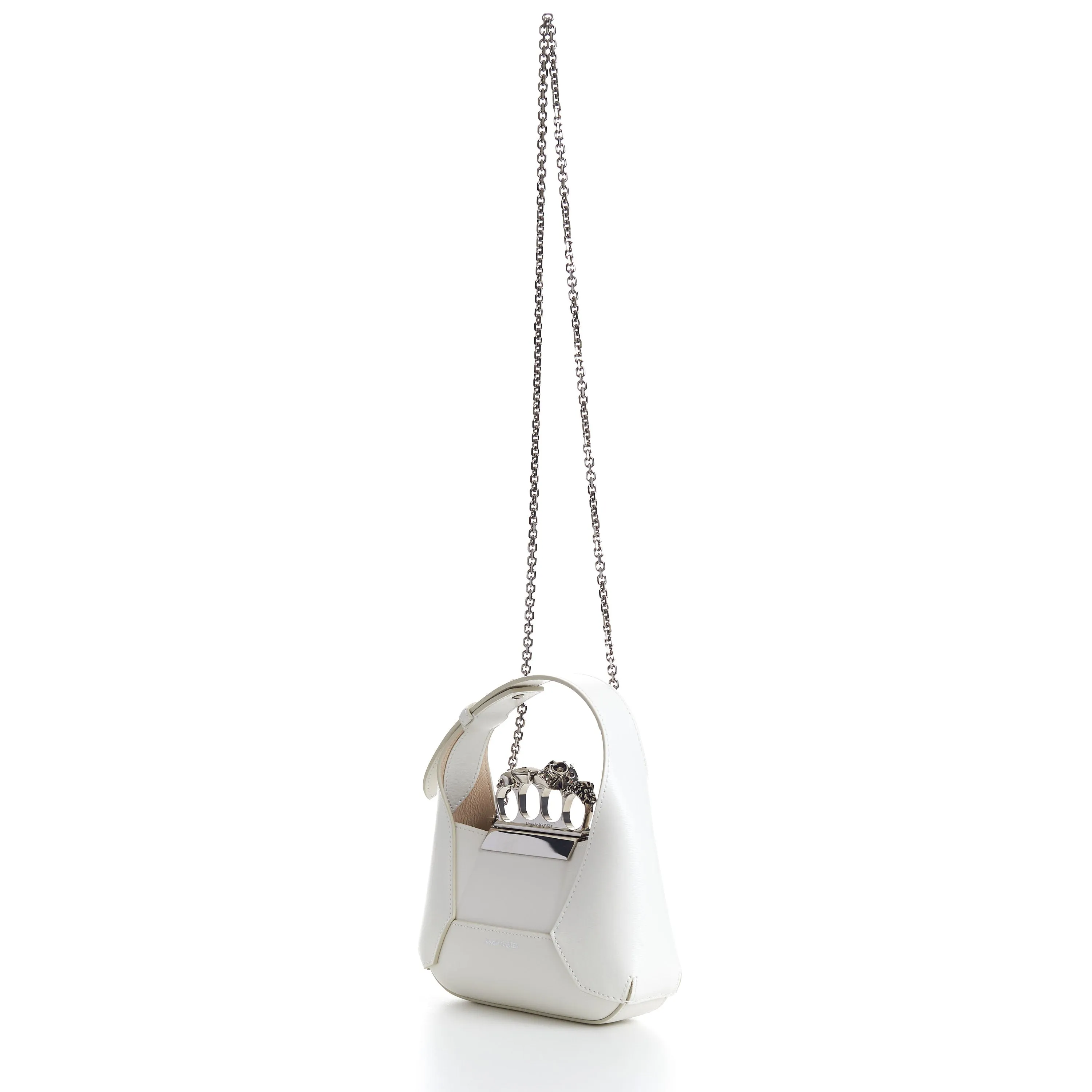 The Jewelled Hobo Mini Bag - Ivory, Knuckle Handle, Chain Strap