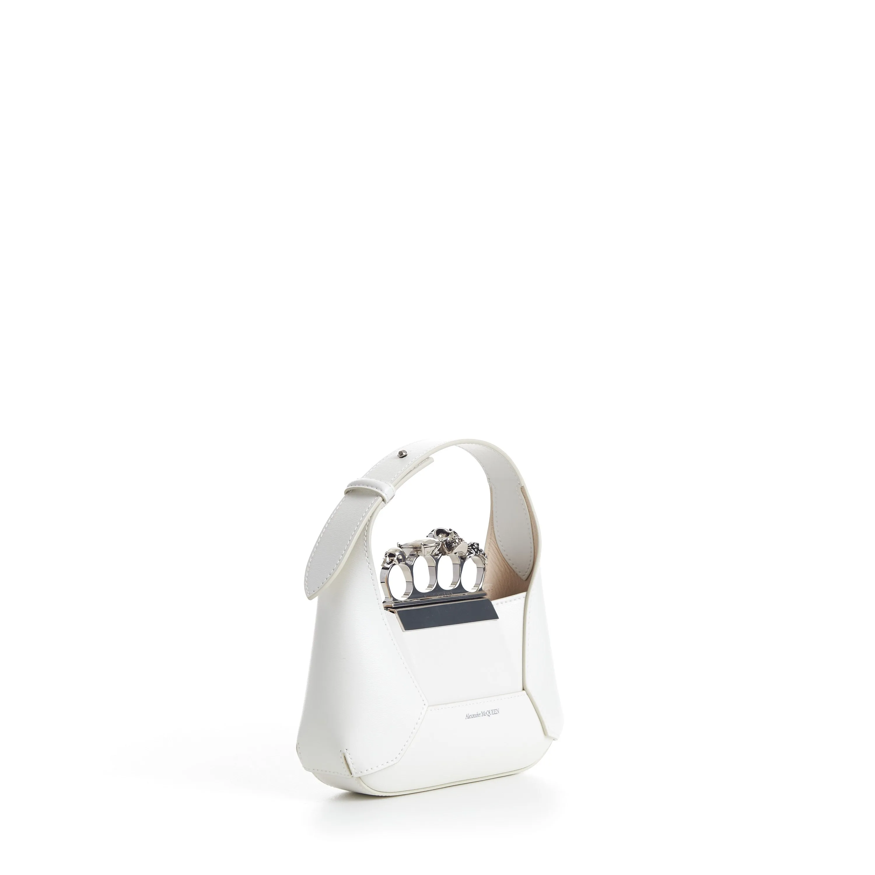 The Jewelled Hobo Mini Bag - Ivory, Knuckle Handle, Chain Strap