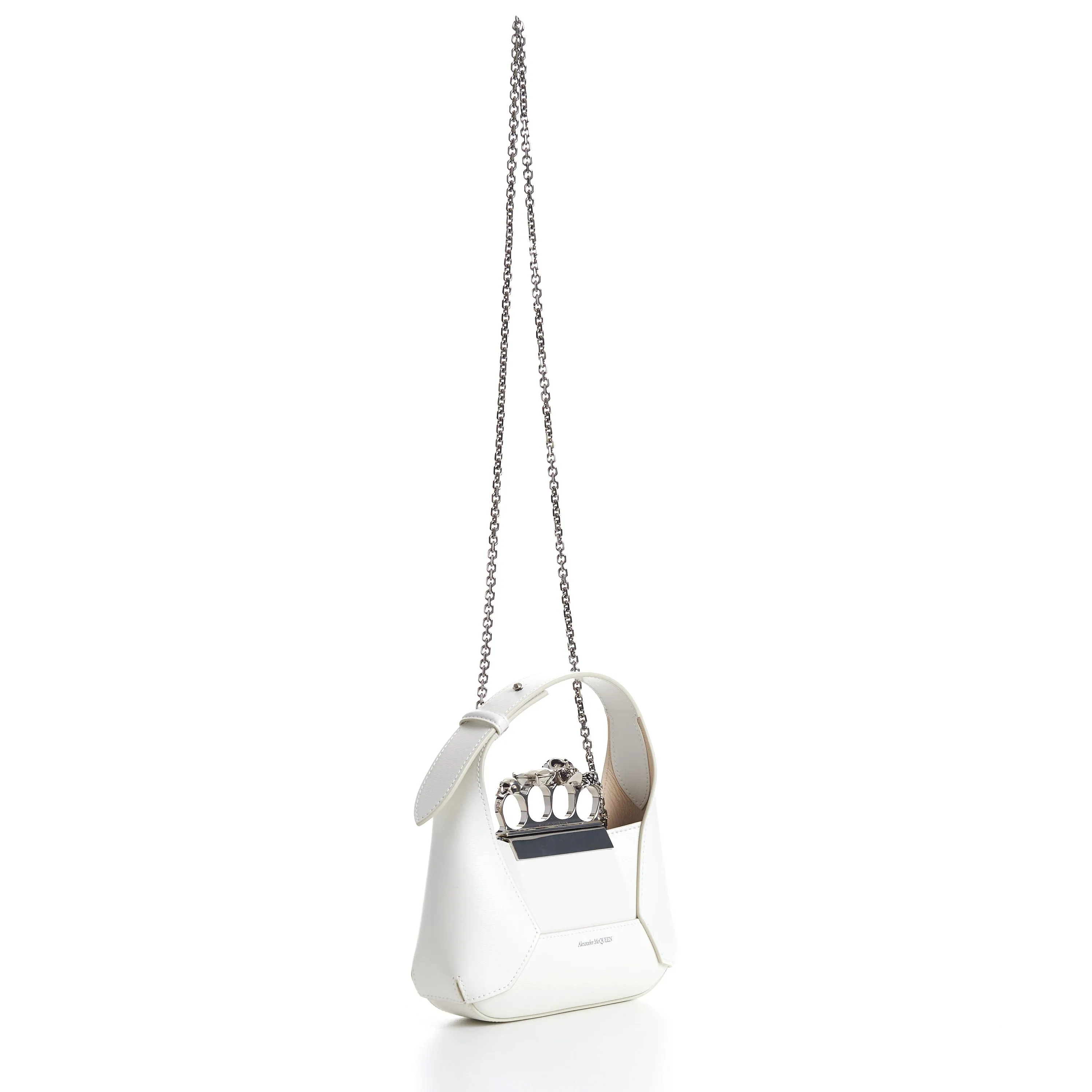 The Jewelled Hobo Mini Bag - Ivory, Knuckle Handle, Chain Strap