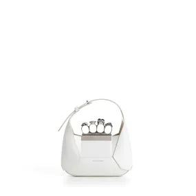 The Jewelled Hobo Mini Bag - Ivory, Knuckle Handle, Chain Strap