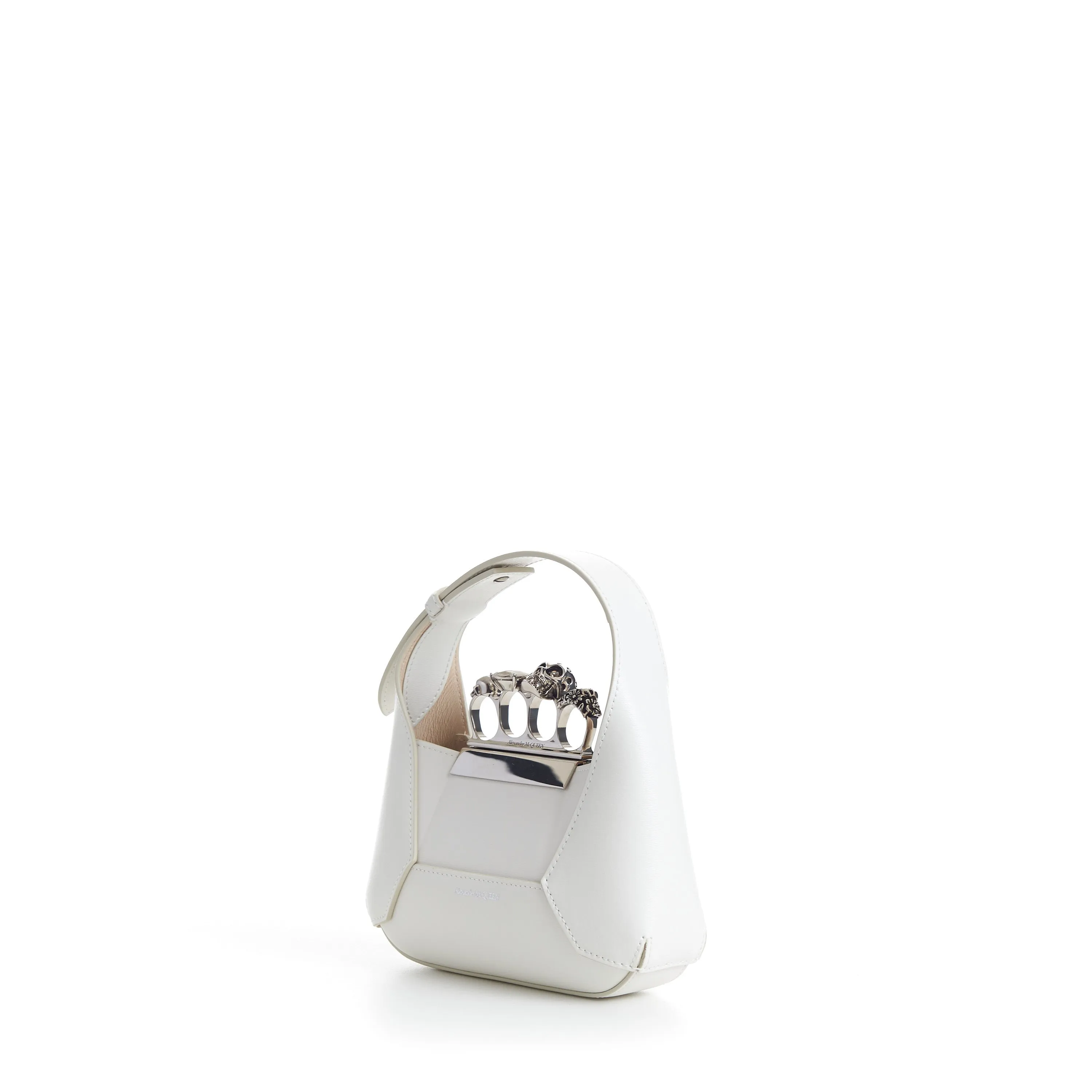 The Jewelled Hobo Mini Bag - Ivory, Knuckle Handle, Chain Strap