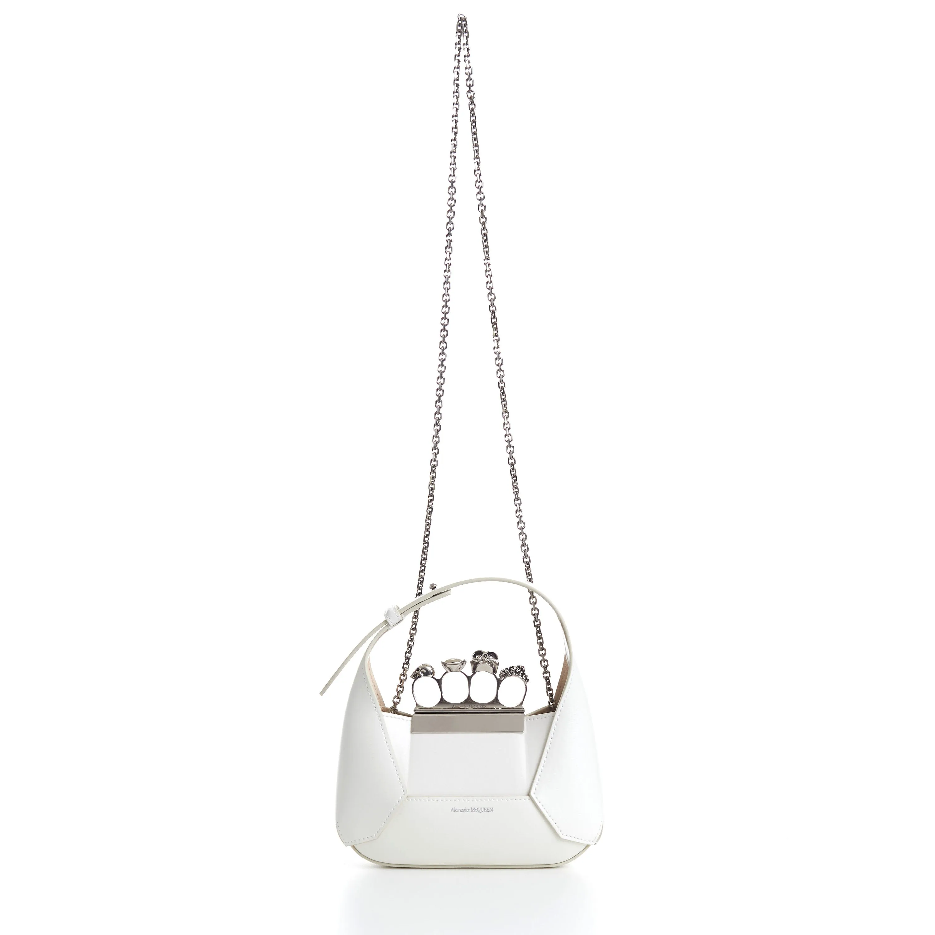 The Jewelled Hobo Mini Bag - Ivory, Knuckle Handle, Chain Strap