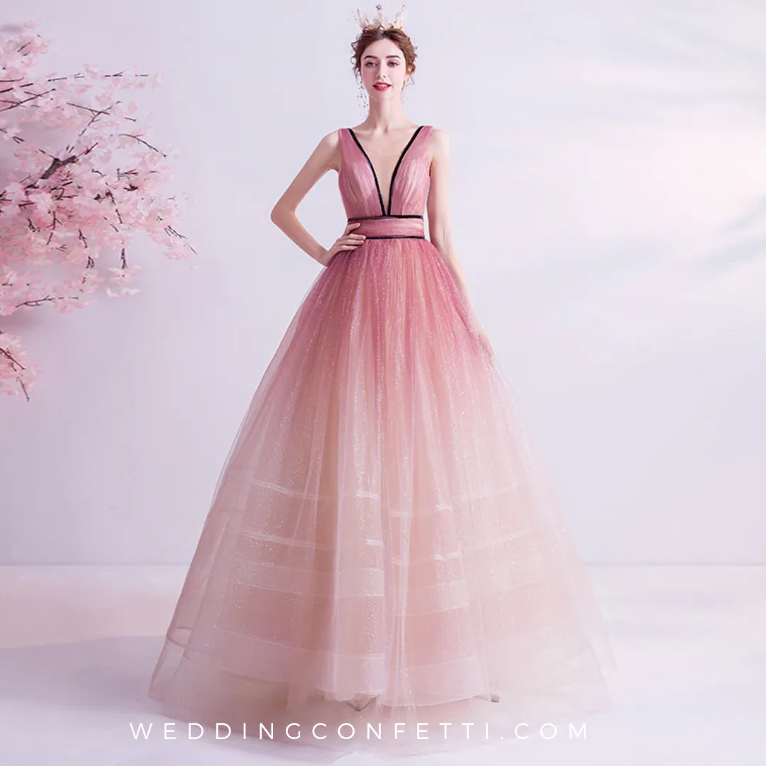 The Kenzia Pink Sleeveless Ombre Gown