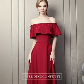 The Kermelia Red Off Shoulder Gown