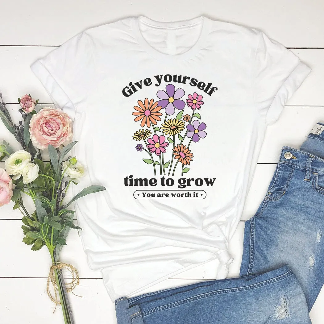 Time to Grow Floral Spring Graphic T-Shirt - SP422