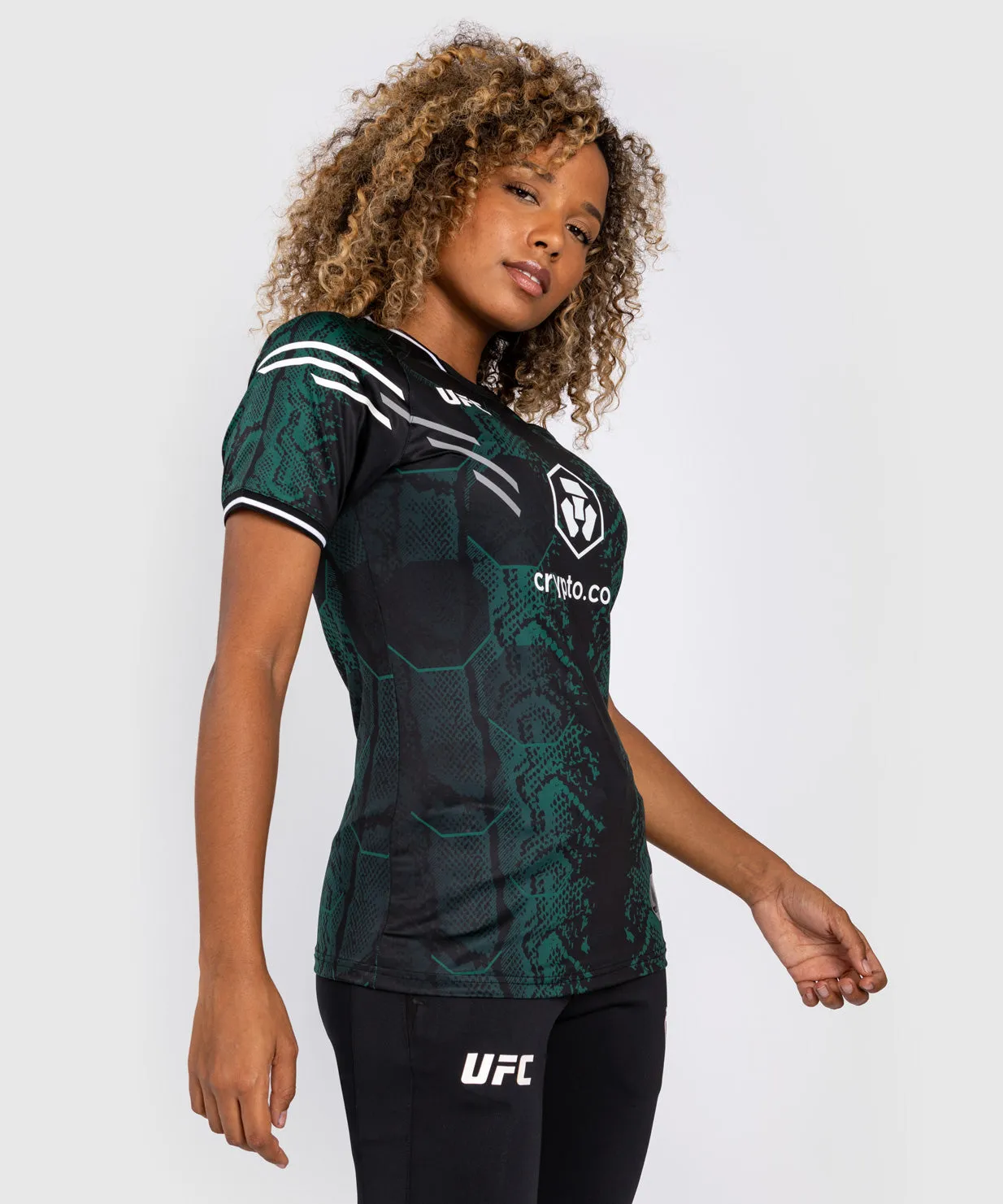 UFC Adrenaline by Venum Personalized Authentic Fight Night Women’s Walkout Jersey - Emerald Edition - Green/Black