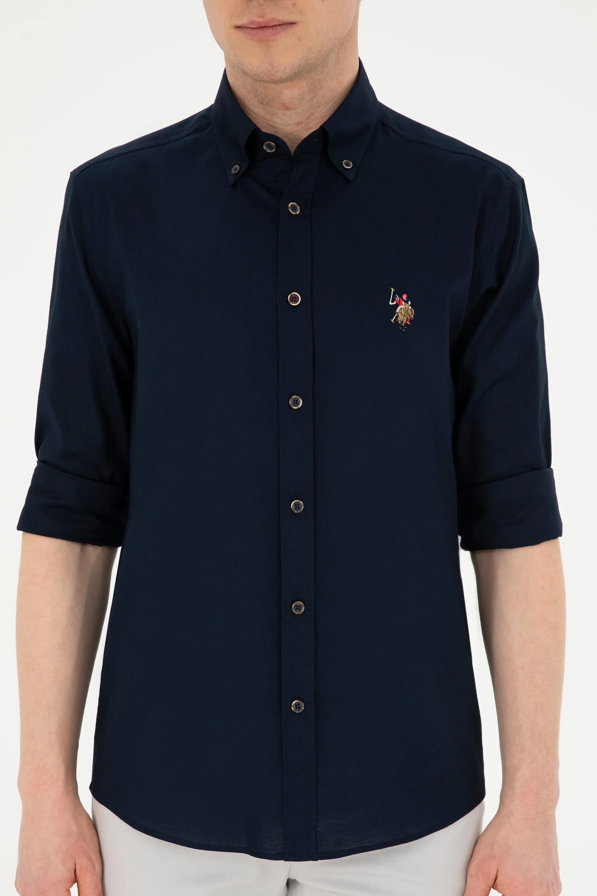 US Polo Assn. Men Shirt Slim Full Sleeve Navy VR033 USPSH326 USPA