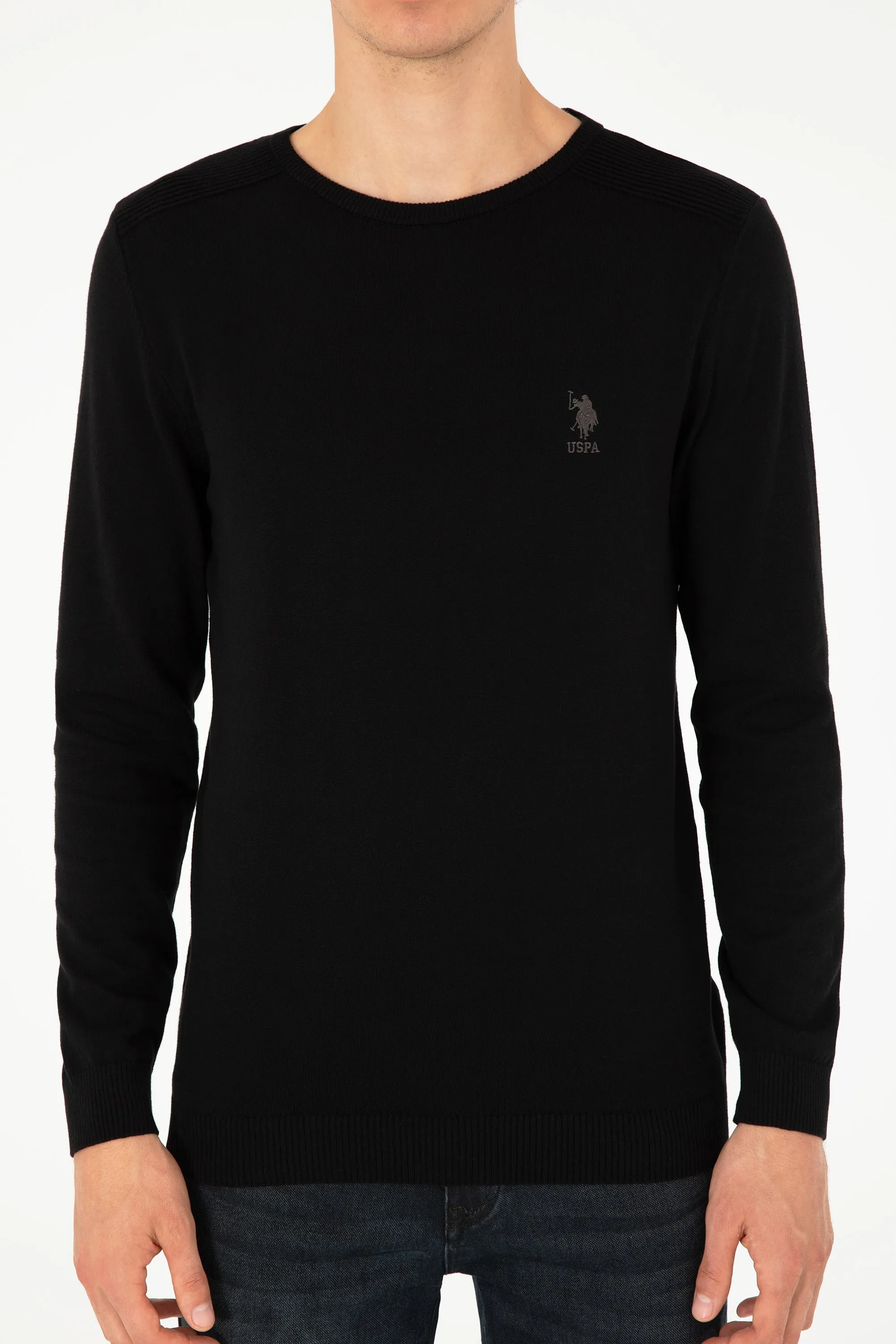 USPA Men Jumper R/Neck VR046 Black USPJR360 US POLO ASSN.