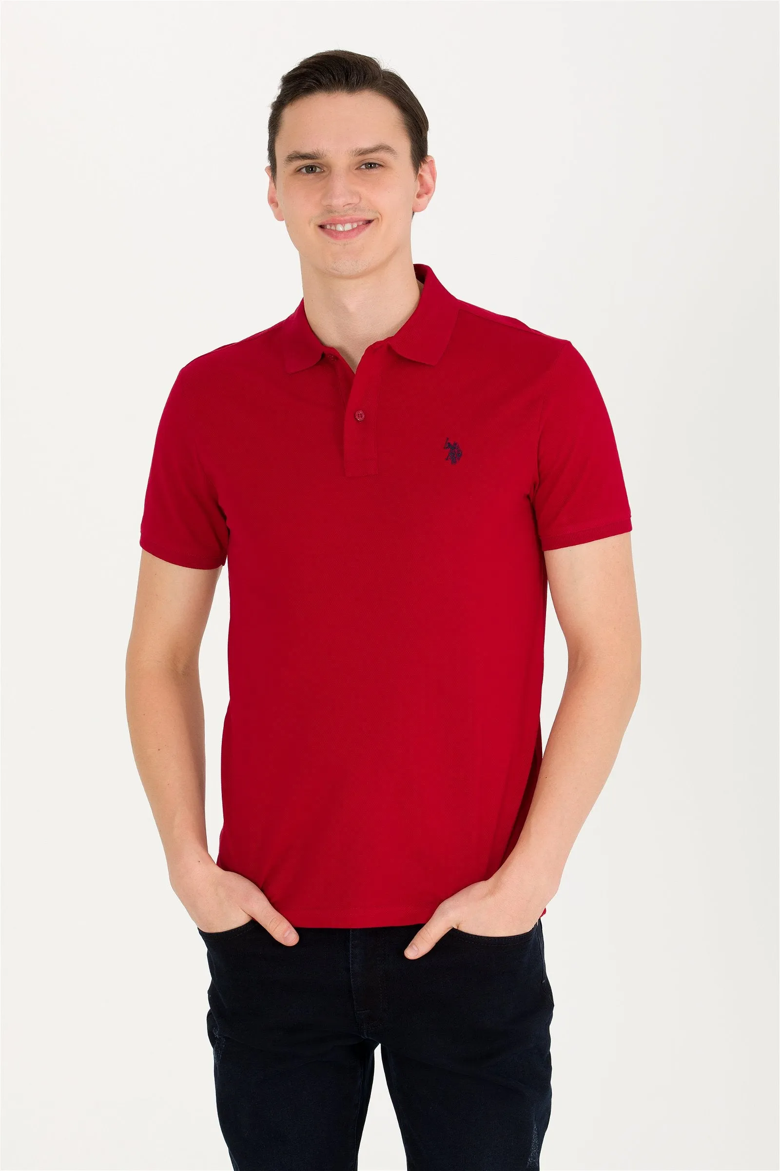 USPA Polo Shirt Men Bordeaux VR014 USPOM191 Single Color Horse US Polo Assn.