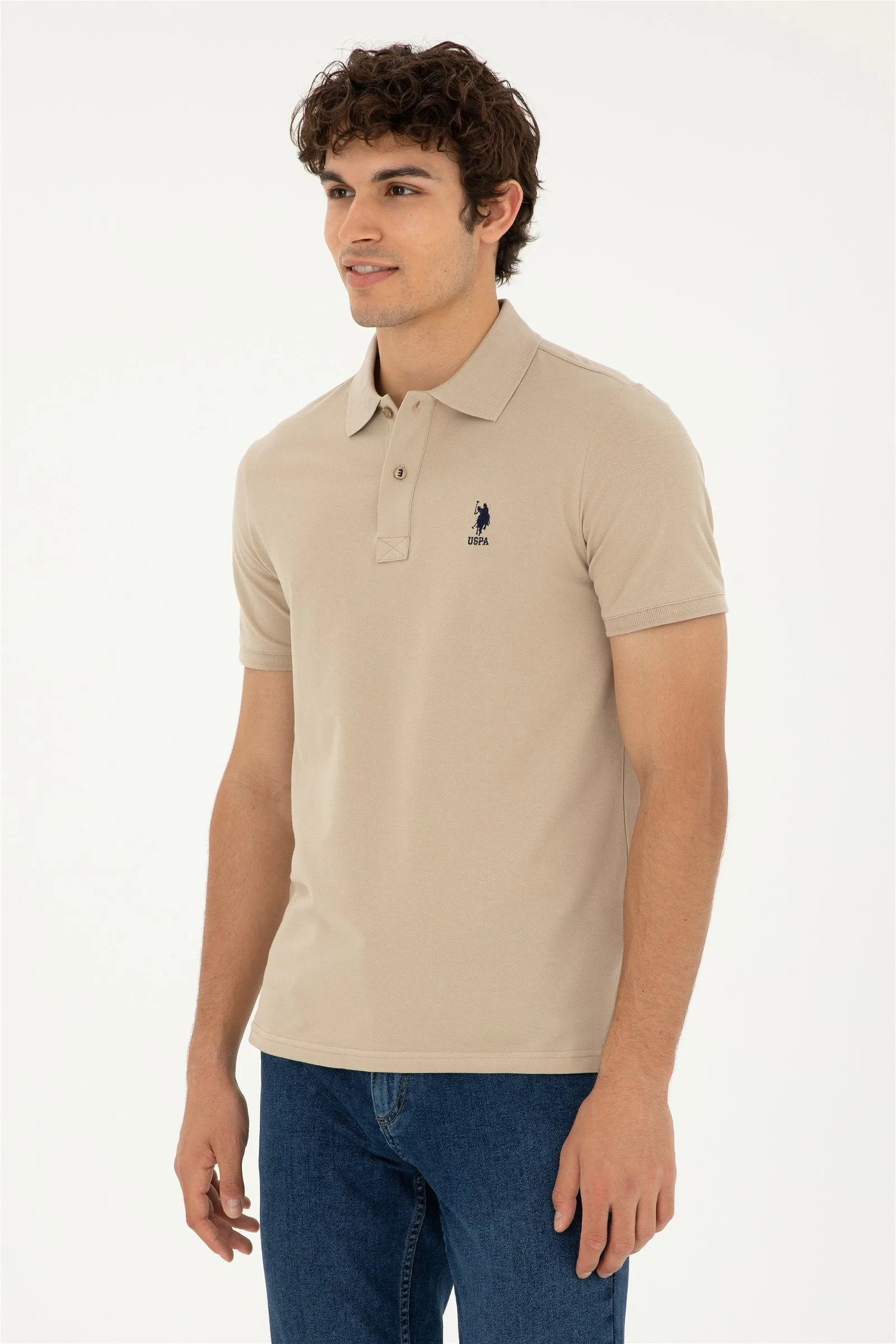 USPA Polo Shirt Men Light Khaki VR183 USPOM240 USPA LOGO US Polo Assn.