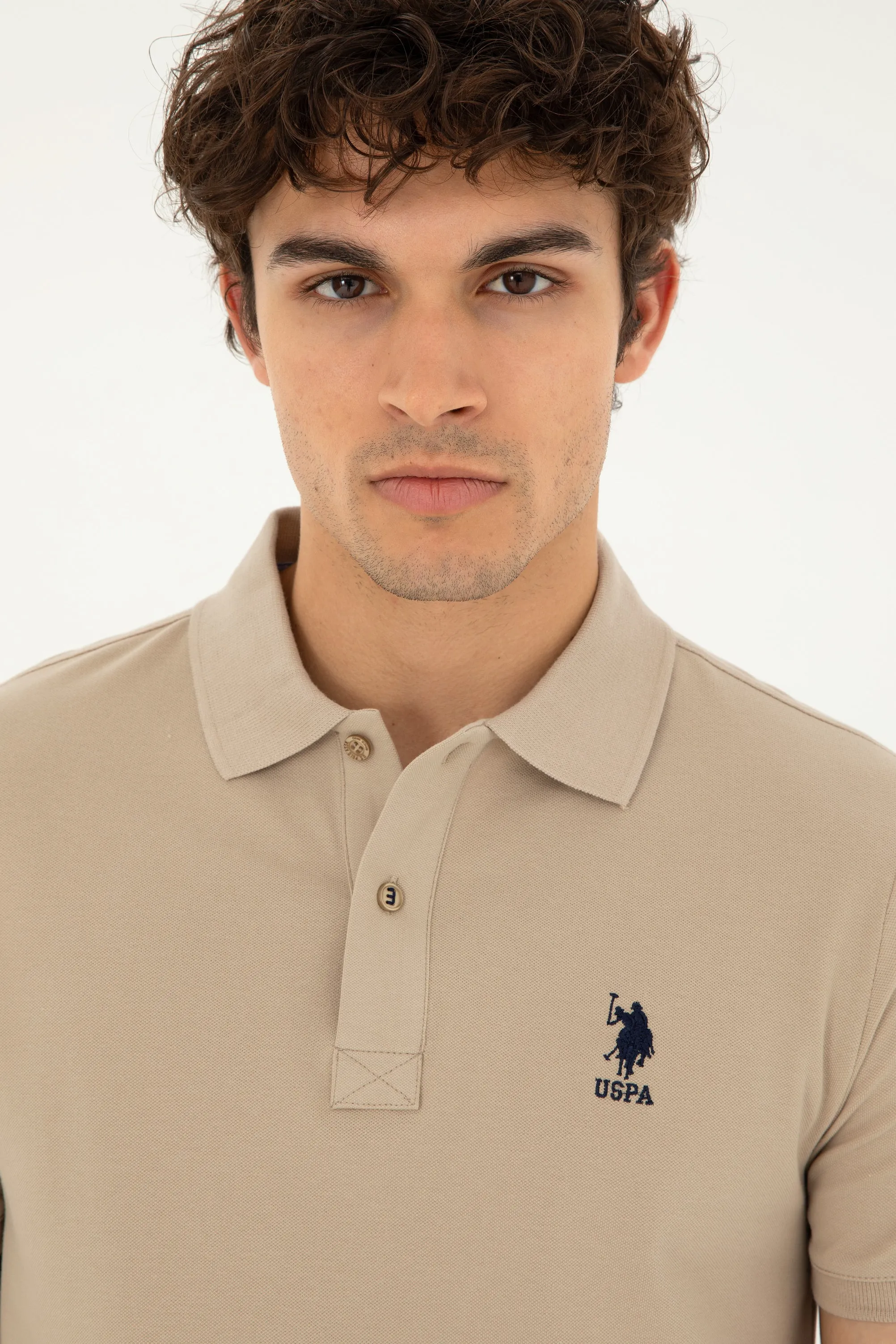 USPA Polo Shirt Men Light Khaki VR183 USPOM240 USPA LOGO US Polo Assn.