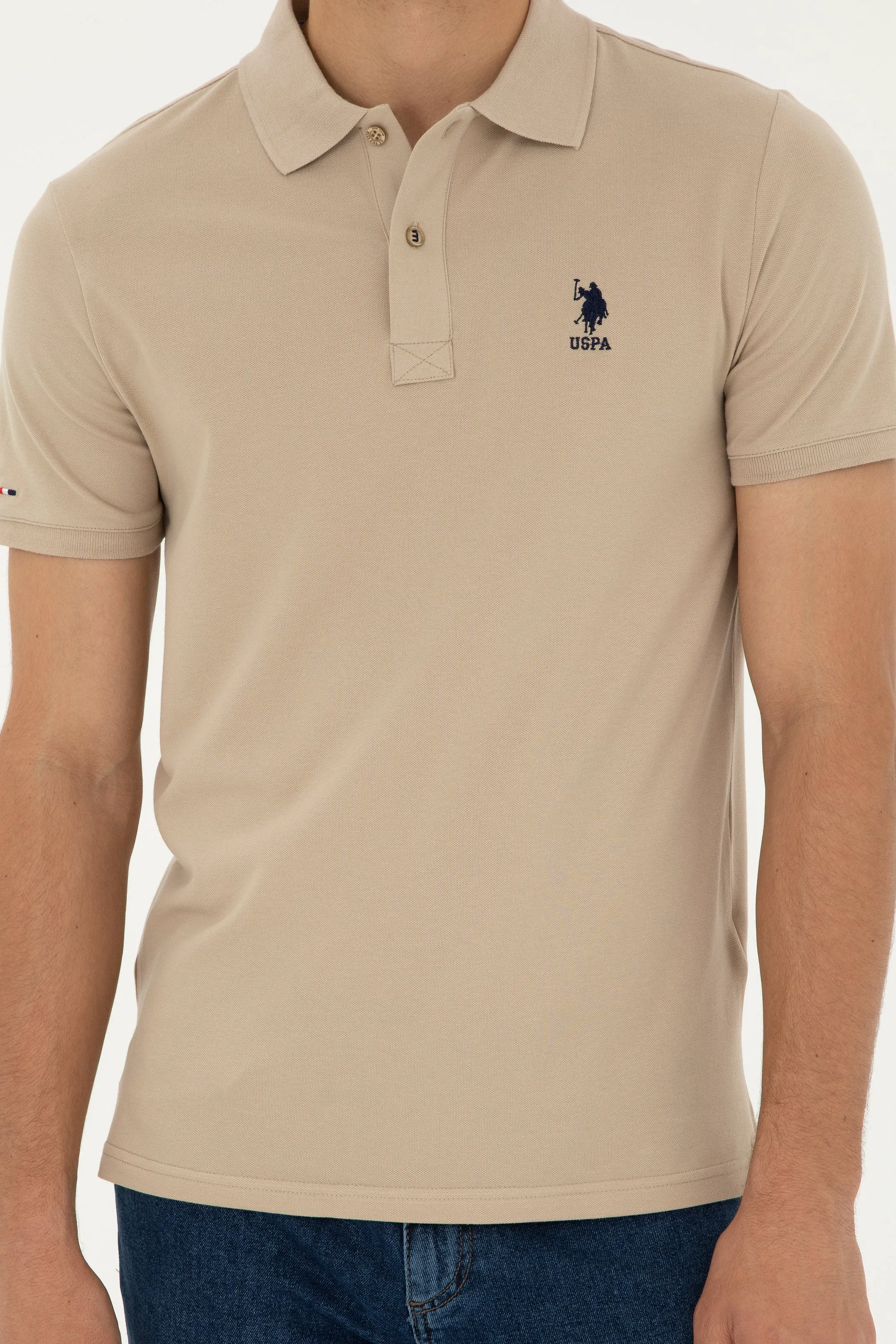 USPA Polo Shirt Men Light Khaki VR183 USPOM240 USPA LOGO US Polo Assn.