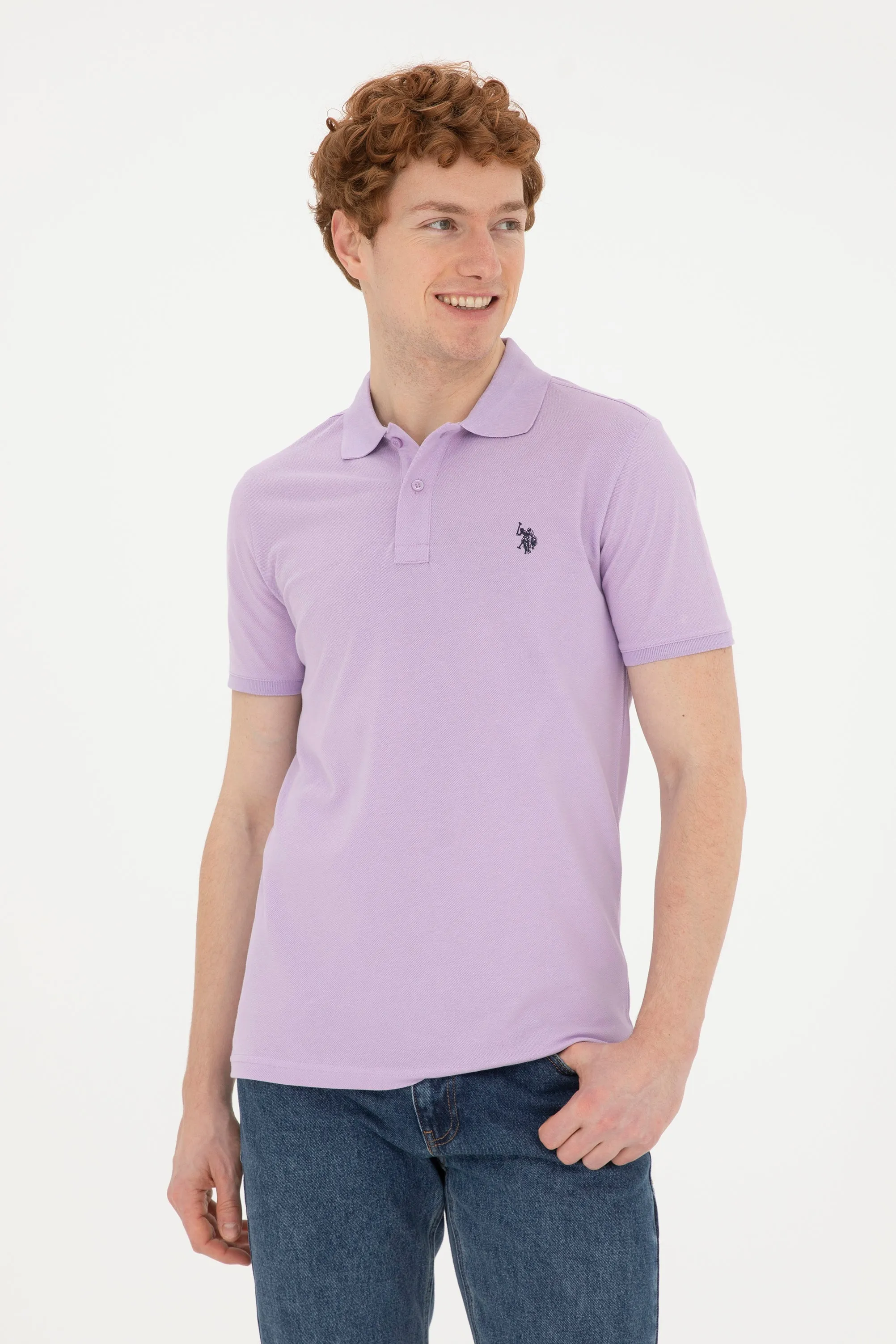 USPA Polo Shirt Men Lilac VR034 USPOM211 Single Color Horse US Polo Assn.