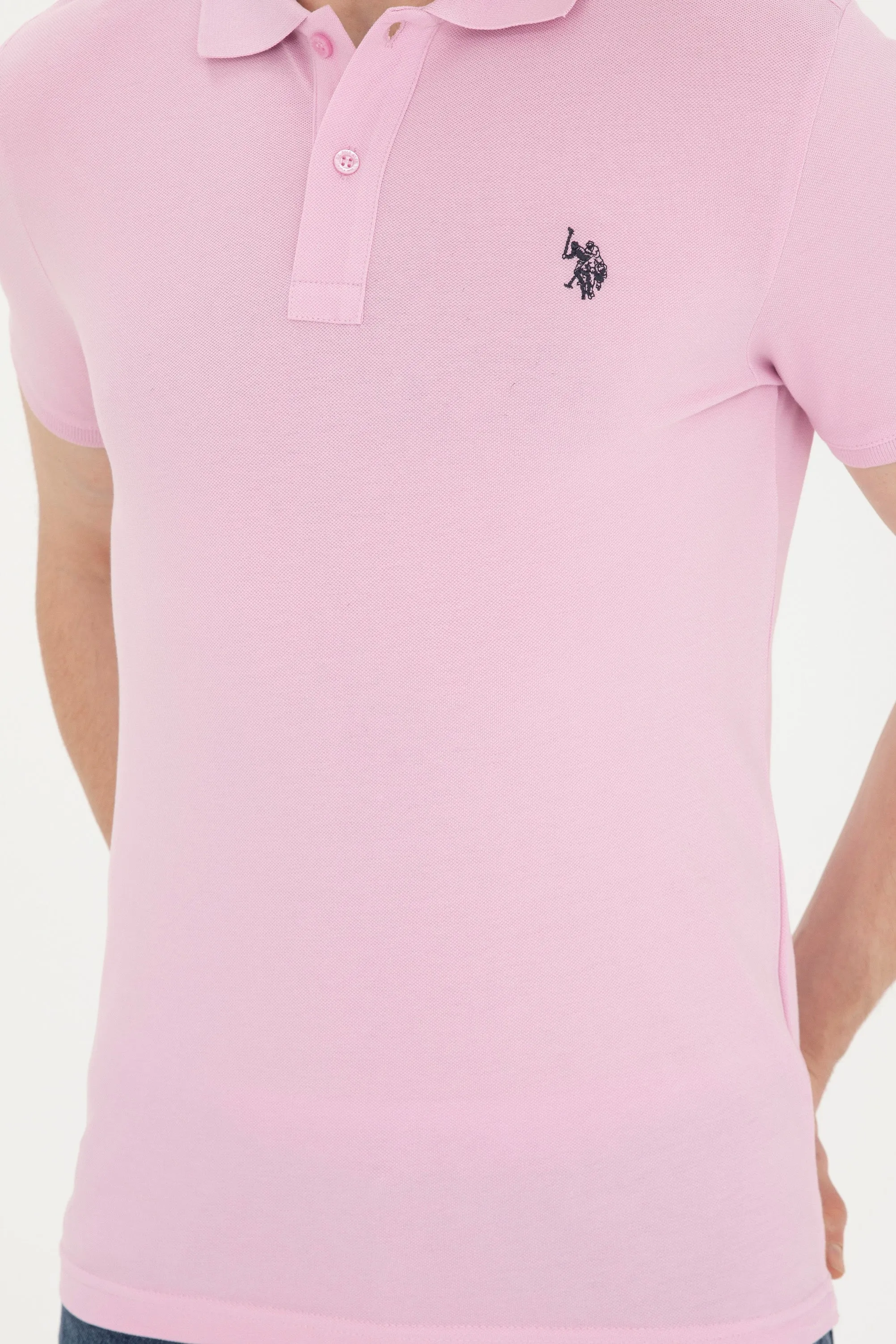 USPA Polo Shirt Men Pink VR041 USPOM226 Single Color Horse US Polo Assn.