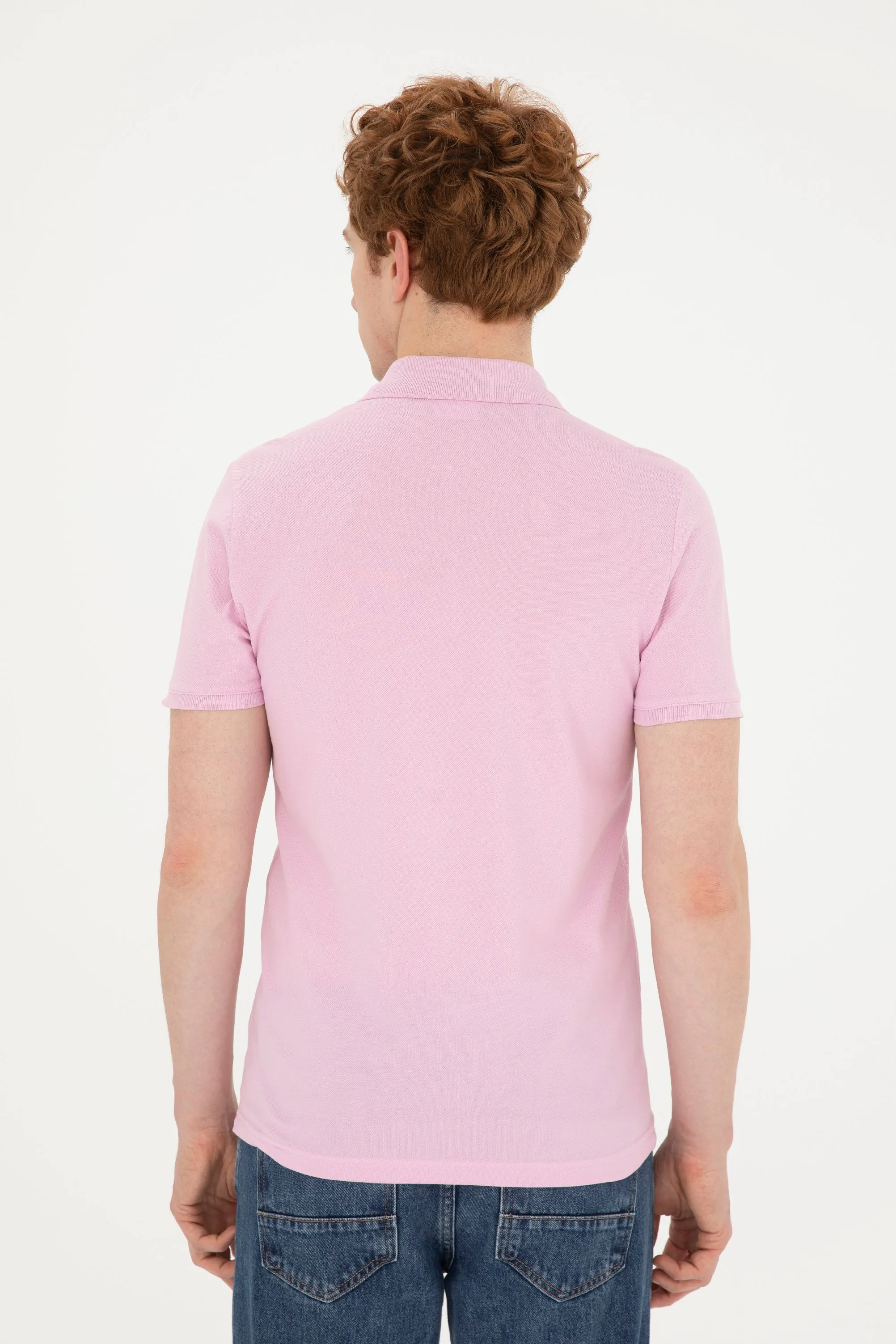 USPA Polo Shirt Men Pink VR041 USPOM226 Single Color Horse US Polo Assn.