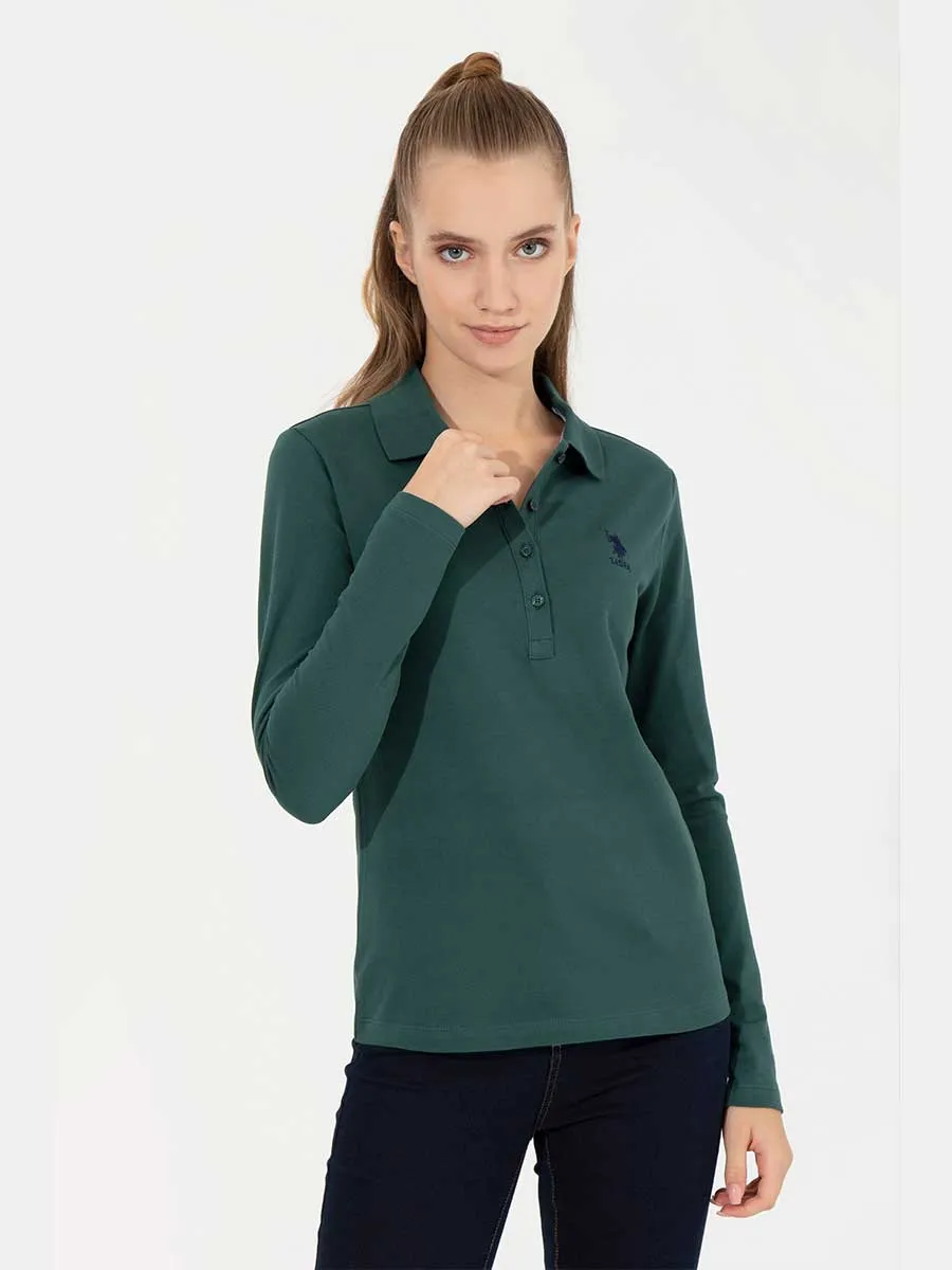 USPA Polo Shirt Women Green VR054 USPOW064 Full Sleeve US Polo Assn.