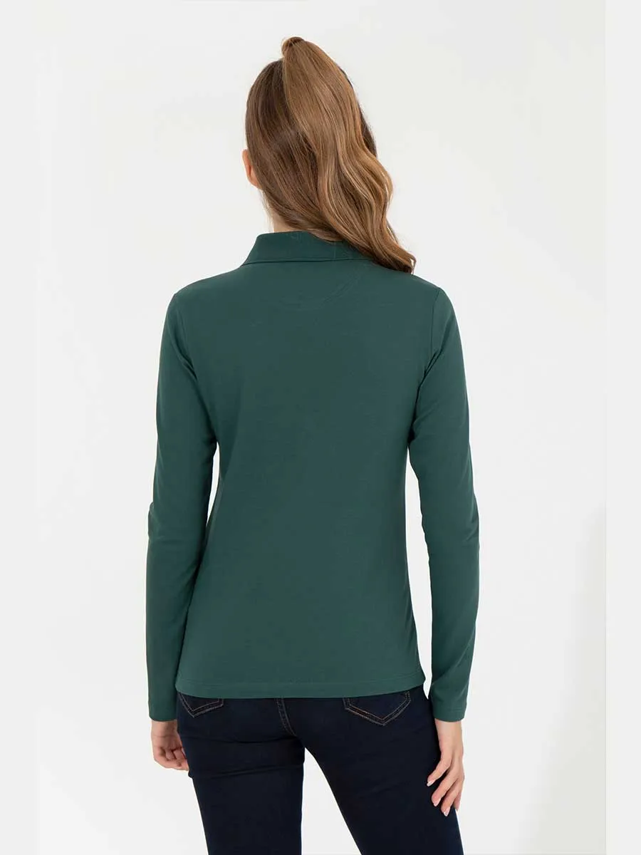 USPA Polo Shirt Women Green VR054 USPOW064 Full Sleeve US Polo Assn.