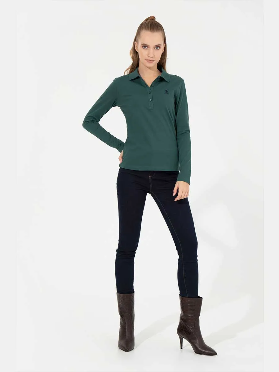 USPA Polo Shirt Women Green VR054 USPOW064 Full Sleeve US Polo Assn.