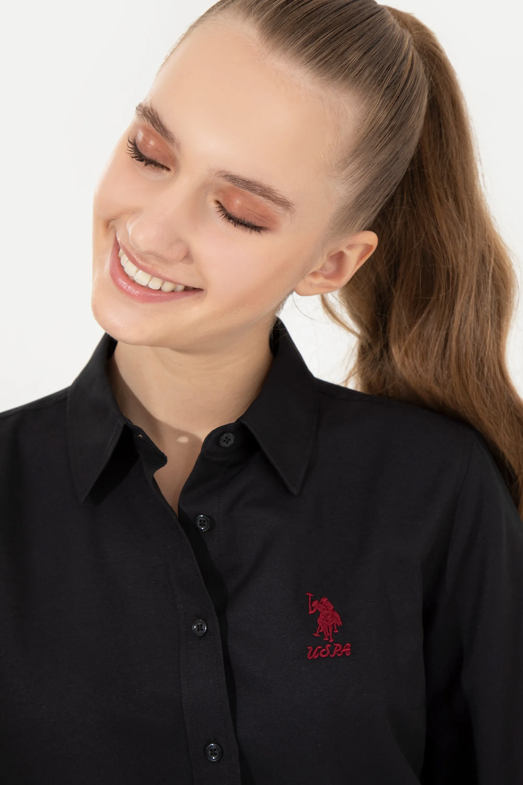 USPA Shirt Women Black VR046 USSHW043 Slim US Polo Assn.