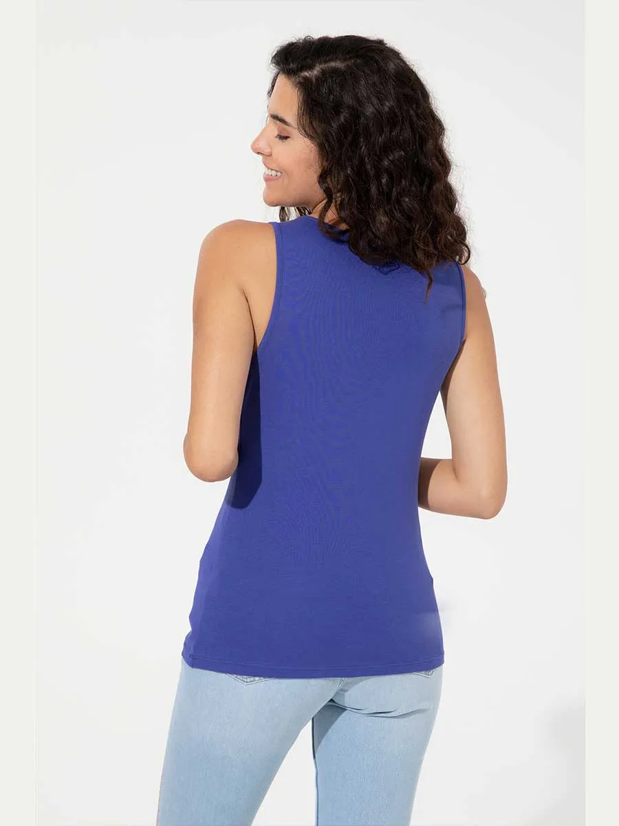 USPA Women T-Shirt Round Neck Sleeveless Royal Blue VR213 USTSW031