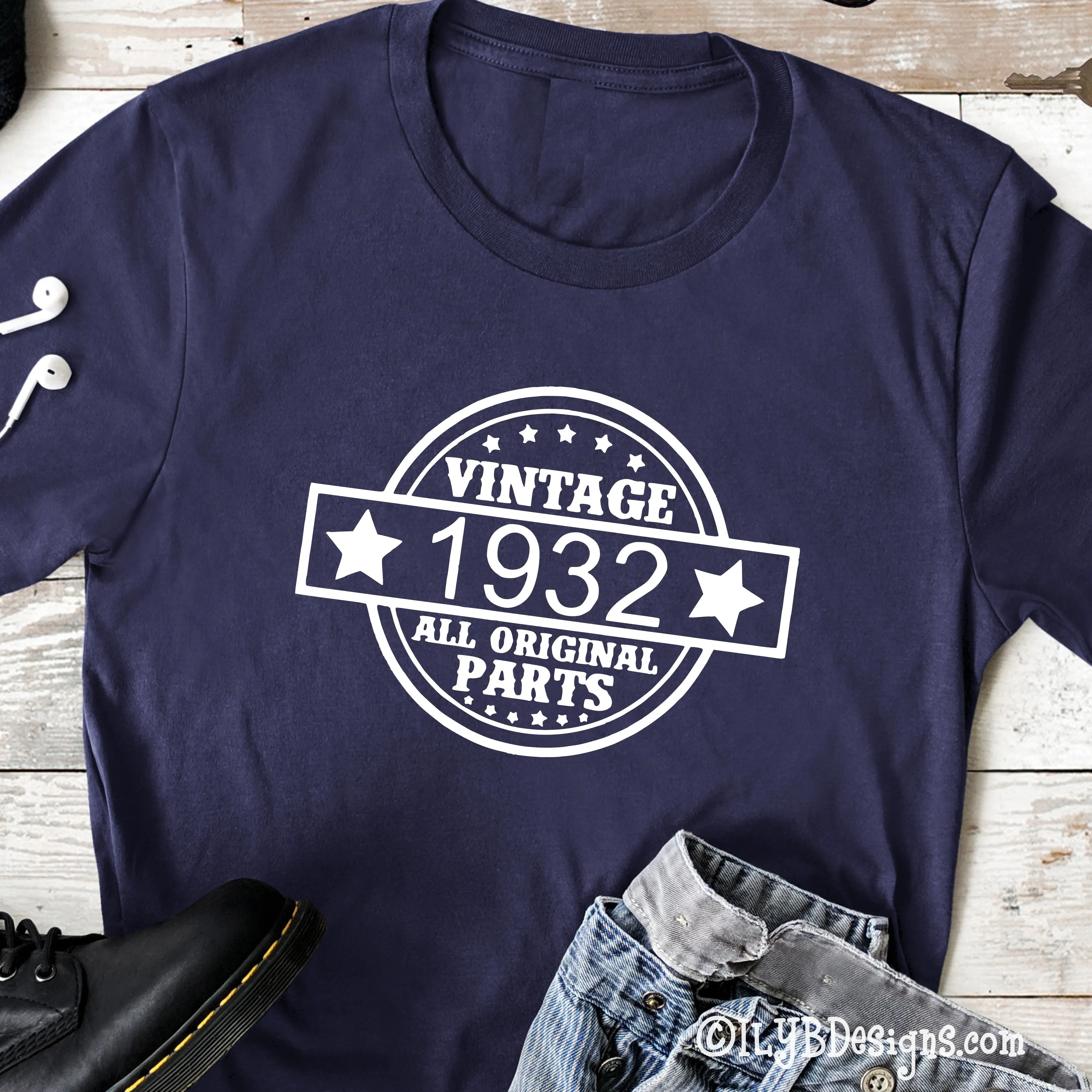 Vintage All Original Parts (ANY YEAR) Birthday Shirt | Men's Funny Birthday Tee