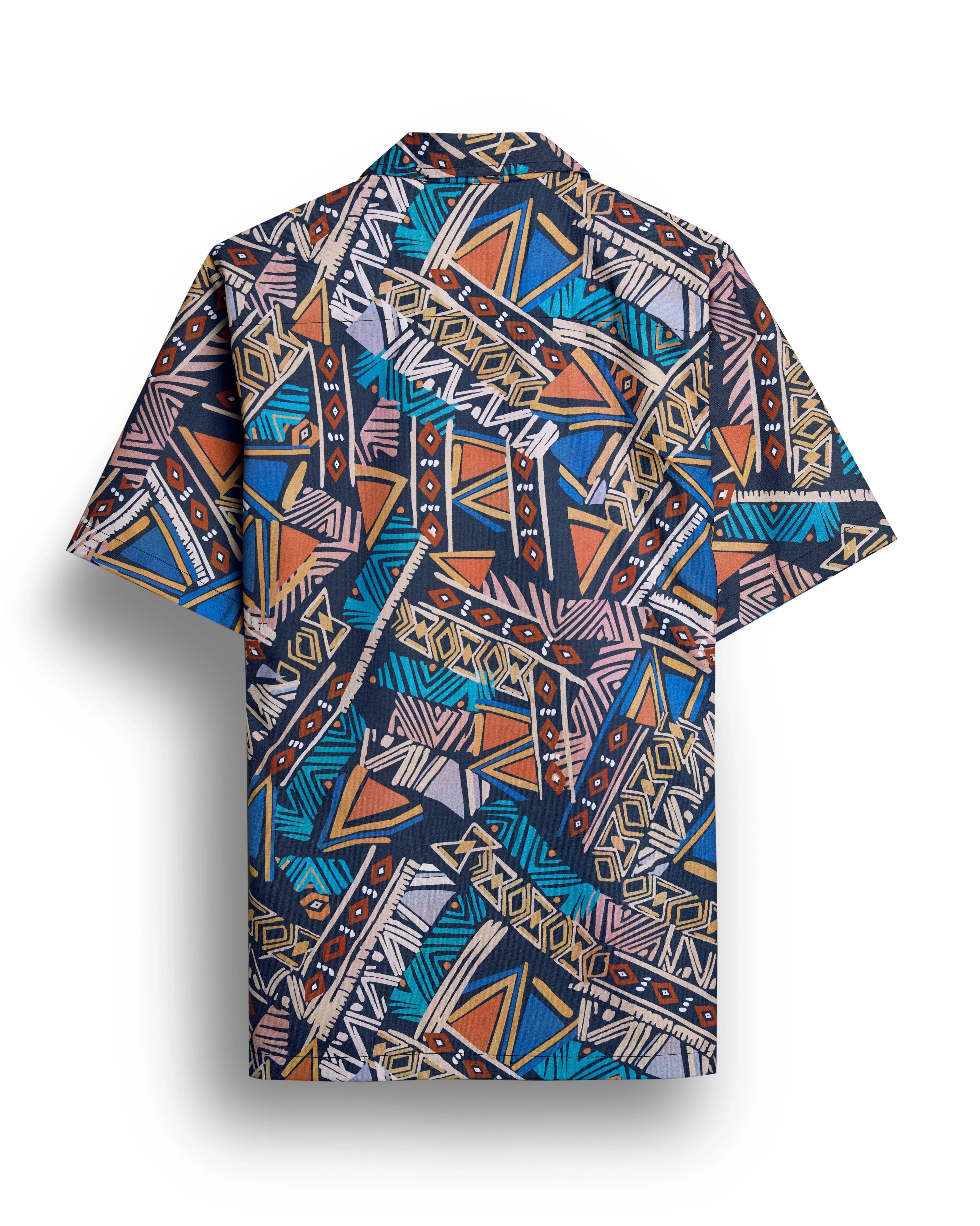 Vintage retro printed short sleeve shirt for men