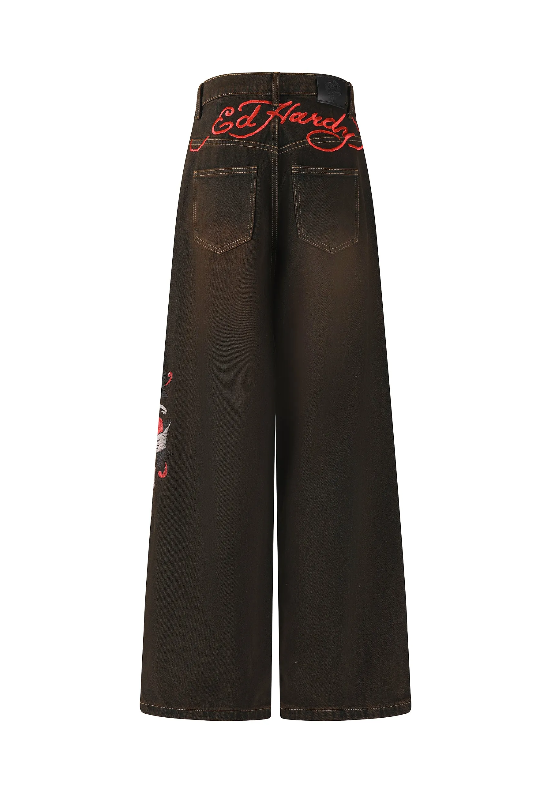 Womens Death Before Dishonour Xtra Oversized Denim Trousers Jeans - Black