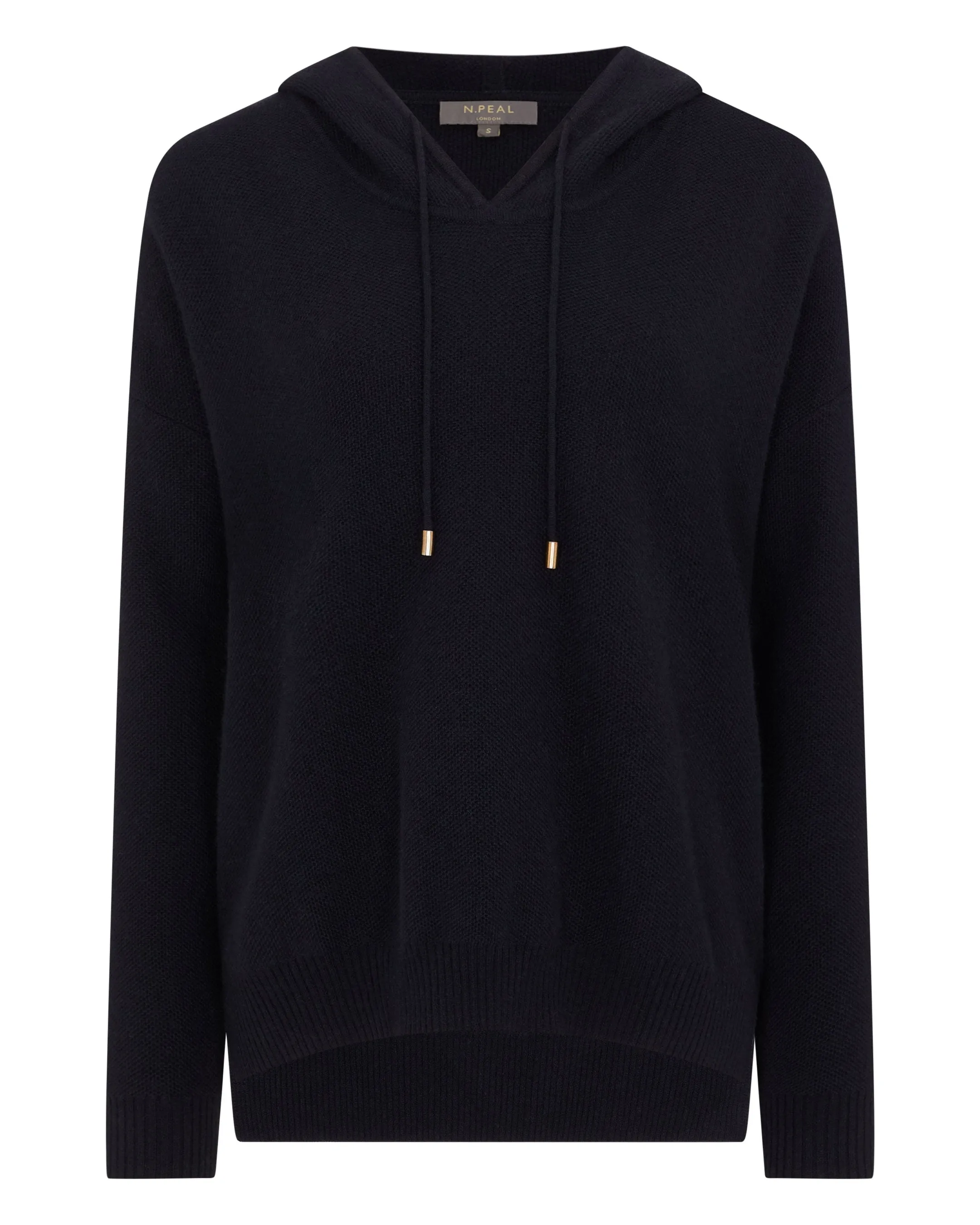 Women's Honeycomb Hooded Cashmere Sweater Navy Blue