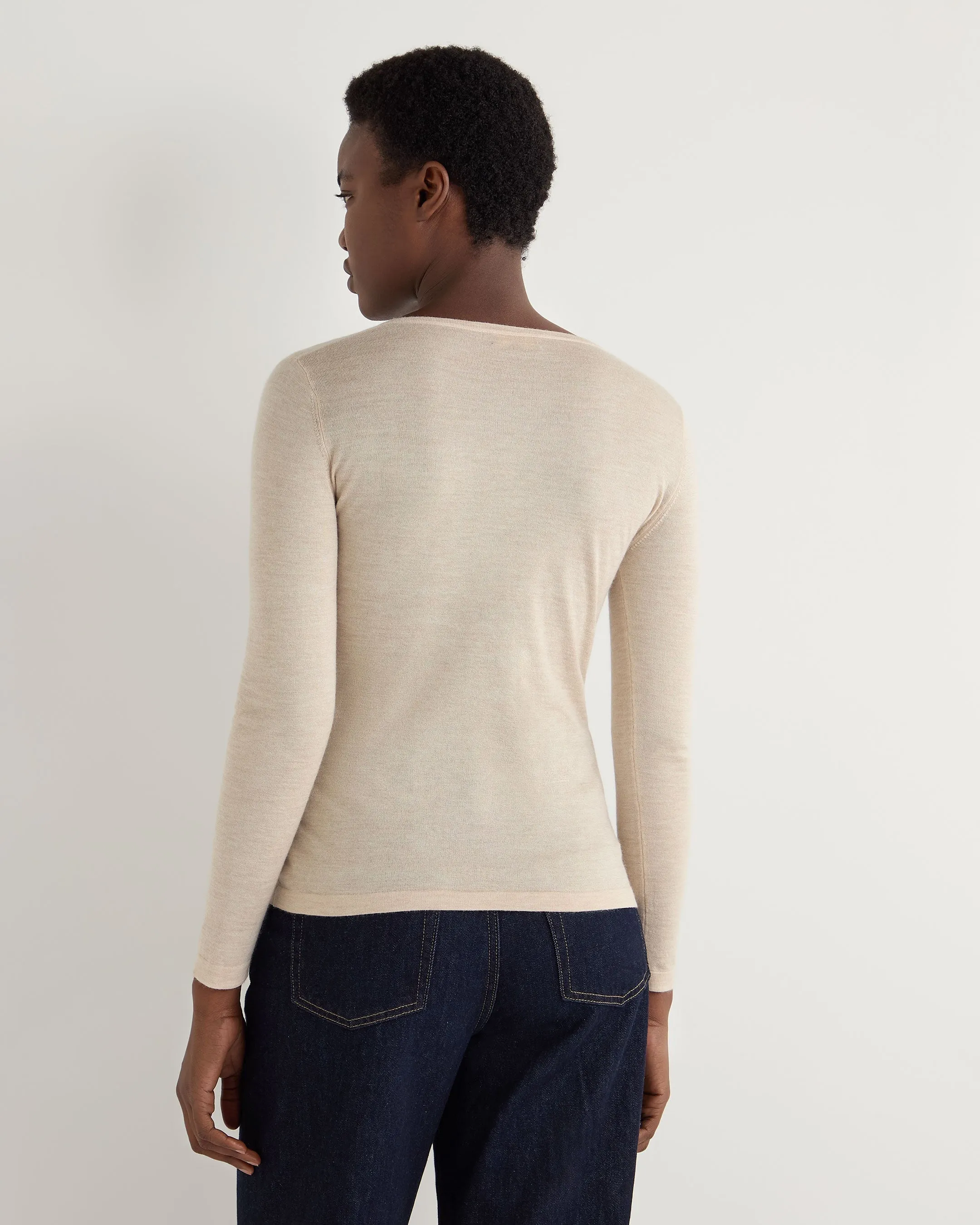 Women's Imogen Superfine Cashmere V Neck Sweater Sandstone Brown