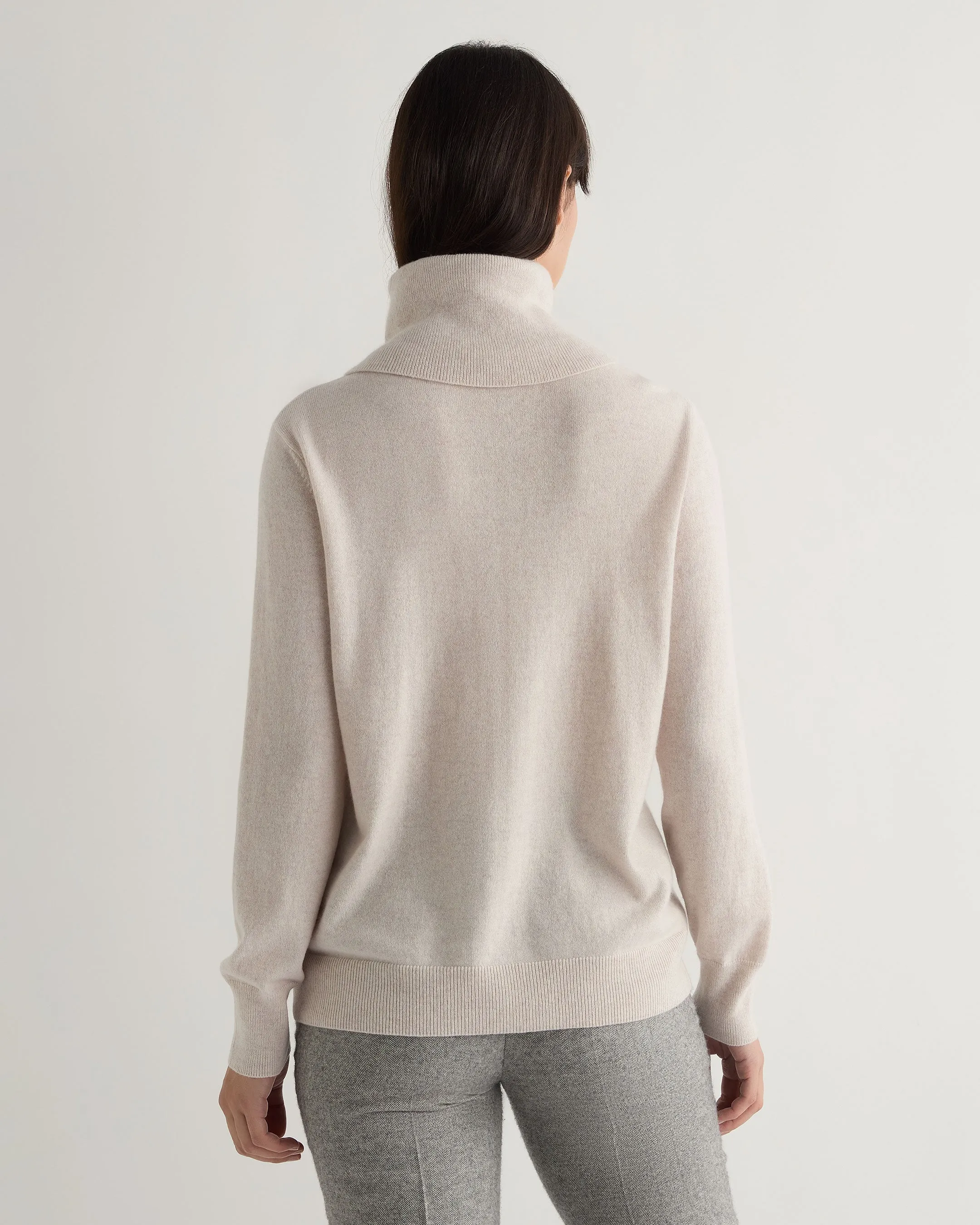 Women's Loose Turtle Neck Cashmere Sweater Frost White