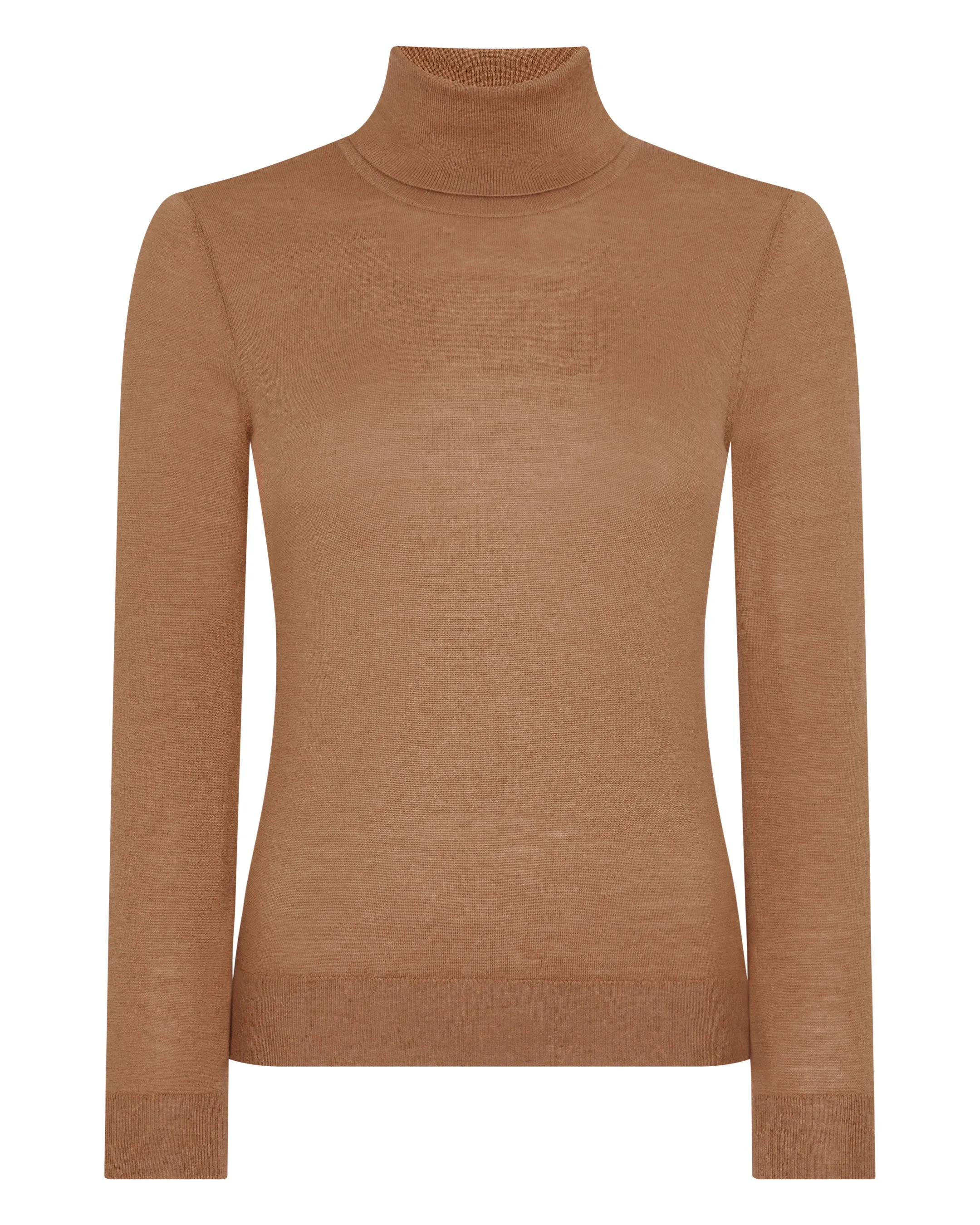 Women's Margot Superfine Cashmere Turtle Neck Sweater Dark Camel Brown