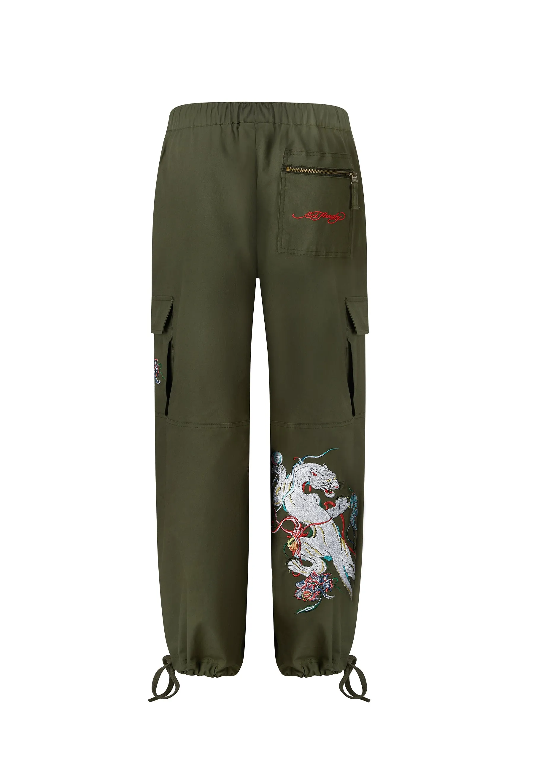 Womens Mystic Panther Cargo Pants Trousers - Olive