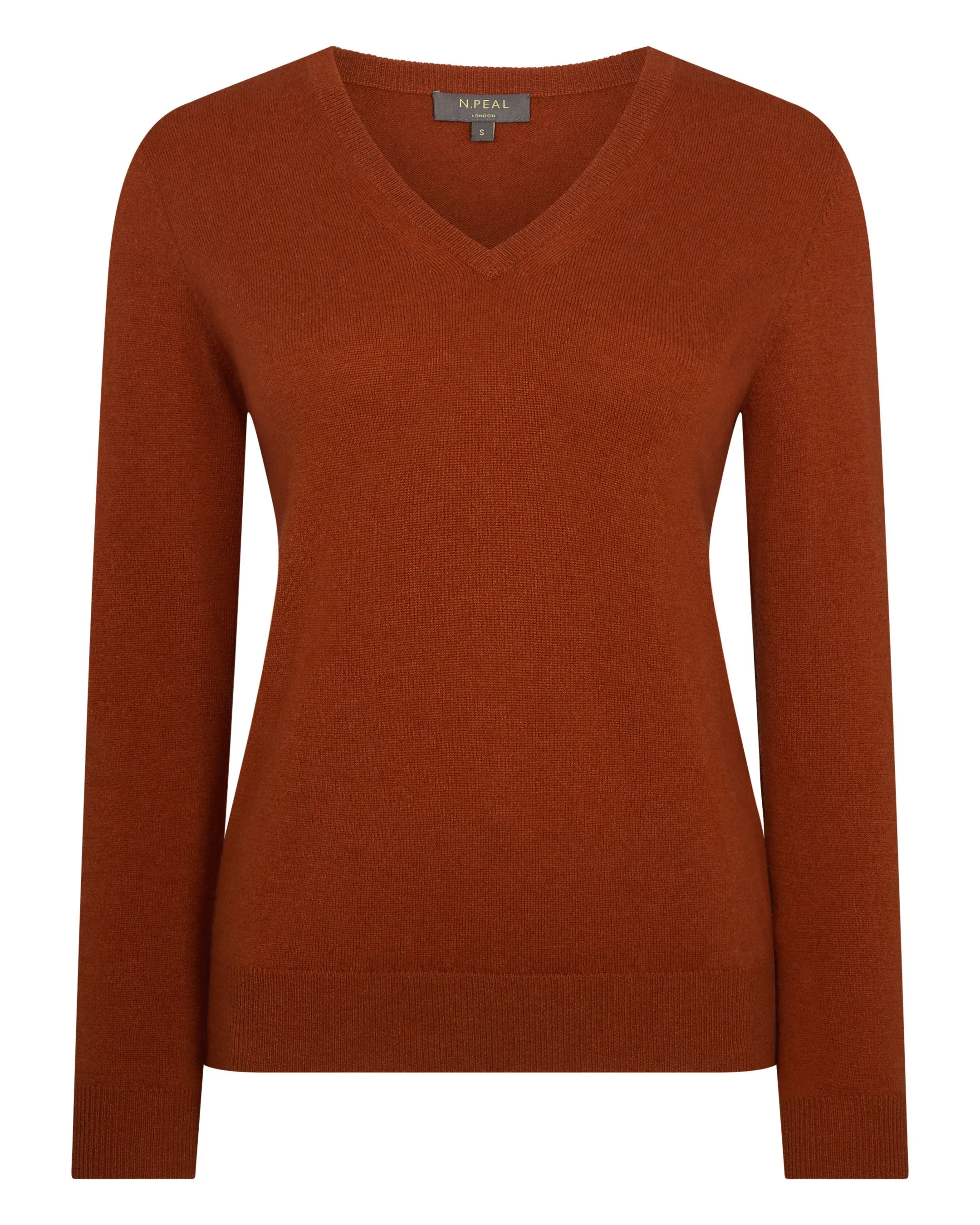 Women's Phoebe V Neck Cashmere Sweater Rust Orange