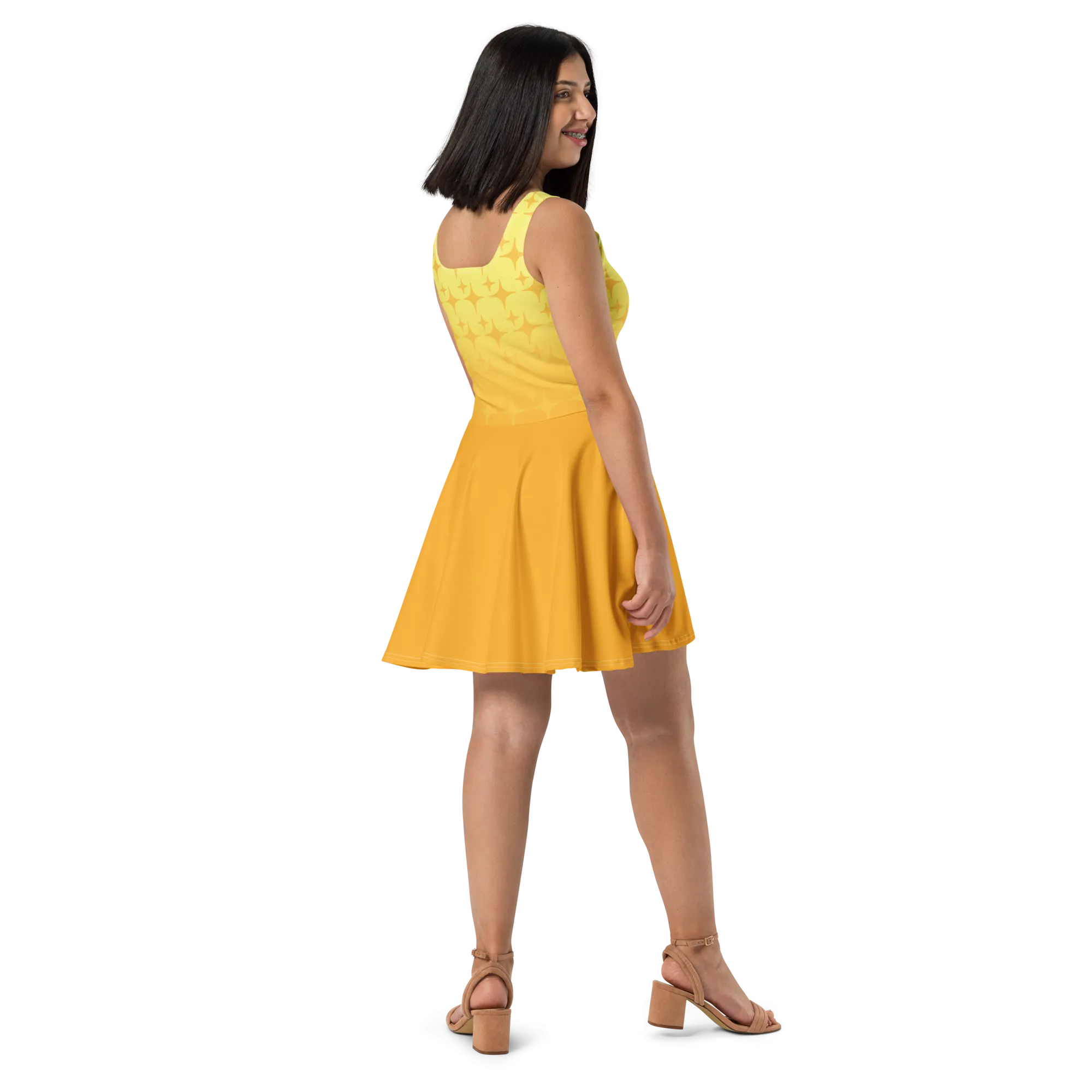 Yellow Ghost Sparkle Skater Dress (Adult XS-3XL)